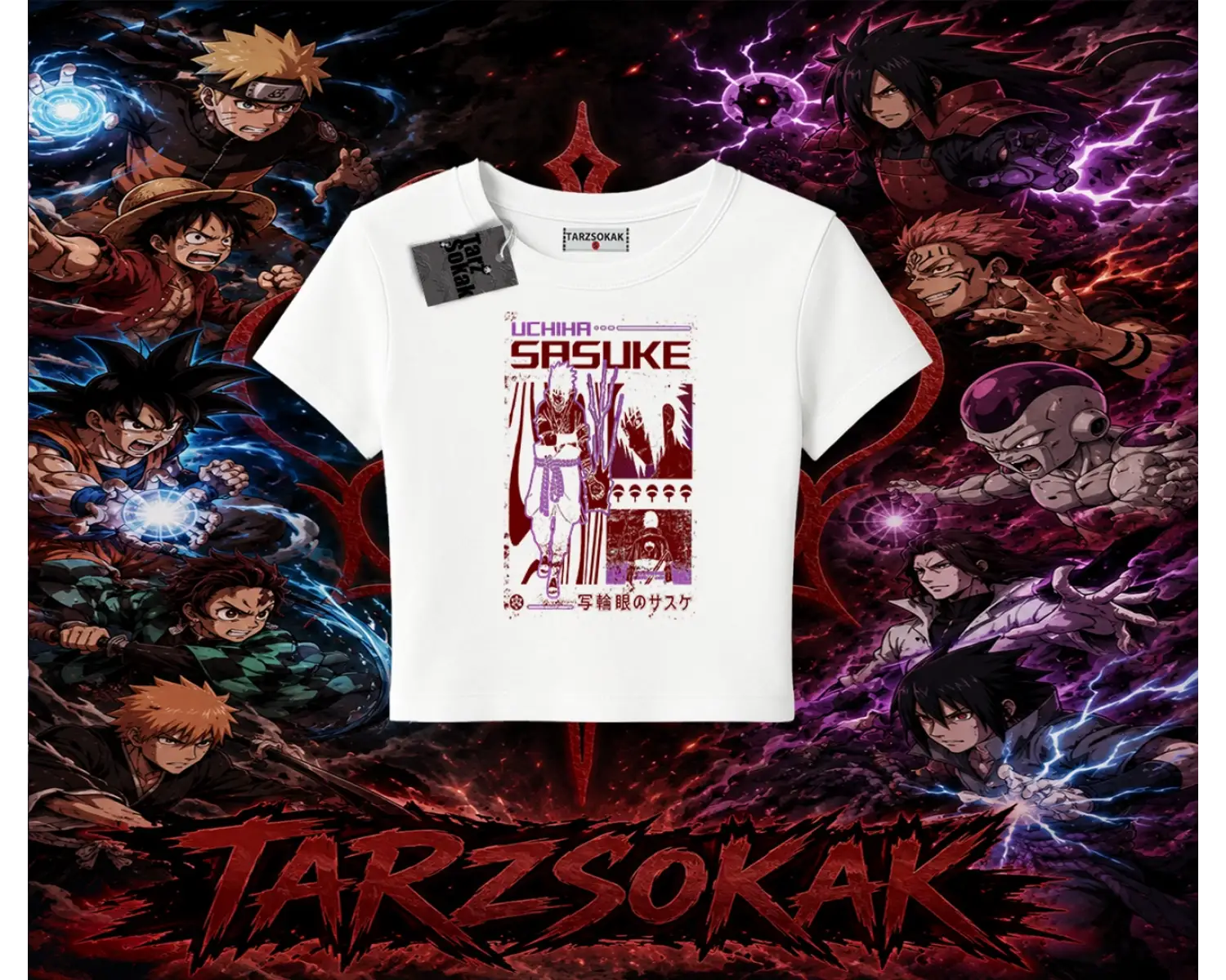 Sasuke uchiha Naruto Anime Karakter Kadın Baby Tee Beyaz