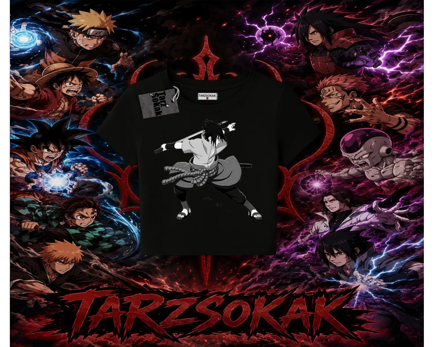 Sasuke uchiha Naruto Anime Karakter Kadın Baby Tee Beyaz