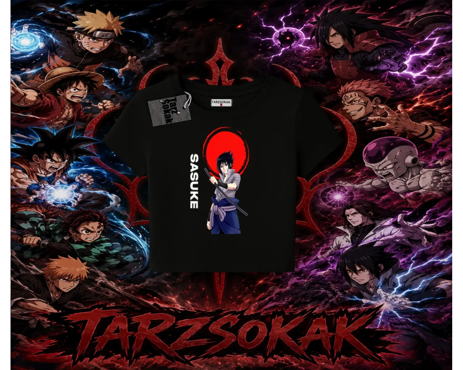 Sasuke uchiha Naruto Anime Karakter Kadın Baby Tee Beyaz