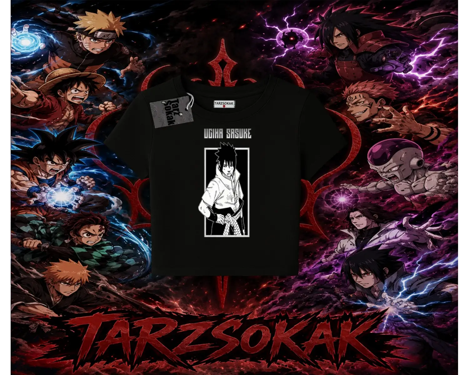 Sasuke uchiha Naruto Anime Karakter Kadın Baby Tee Beyaz