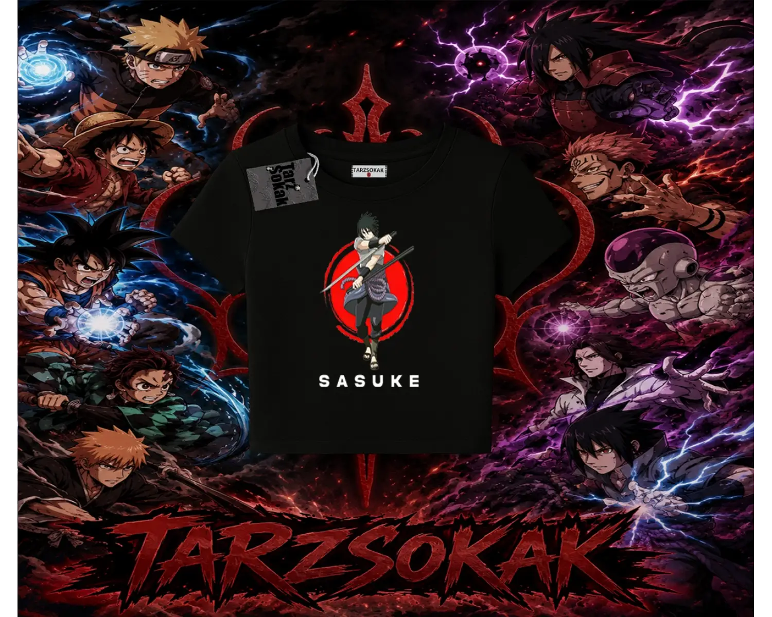 Sasuke uchiha Naruto Anime Karakter Kadın Baby Tee Beyaz