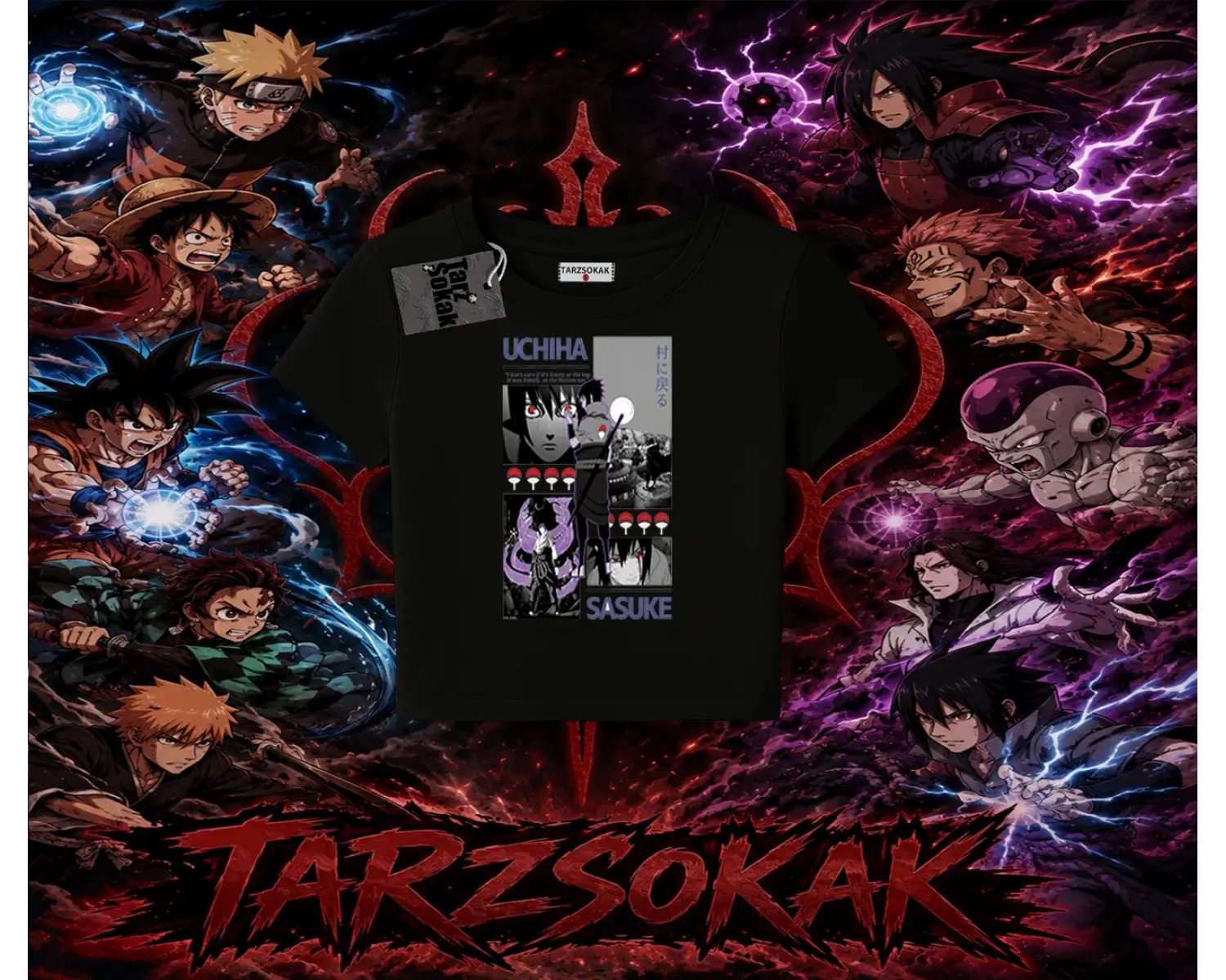 Sasuke uchiha Naruto Anime Karakter Kadın Baby Tee Beyaz