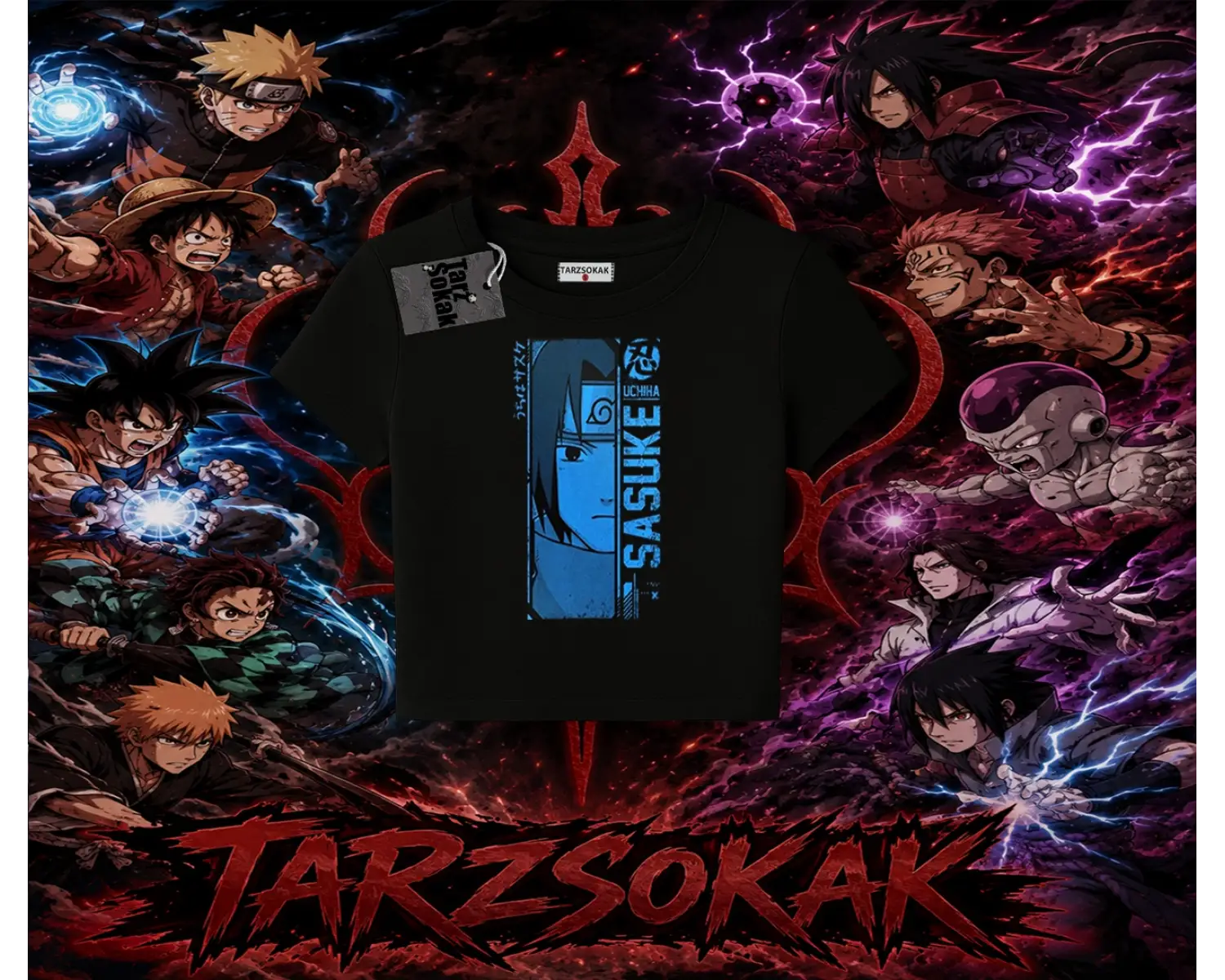 Sasuke uchiha Naruto Anime Karakter Kadın Baby Tee Beyaz