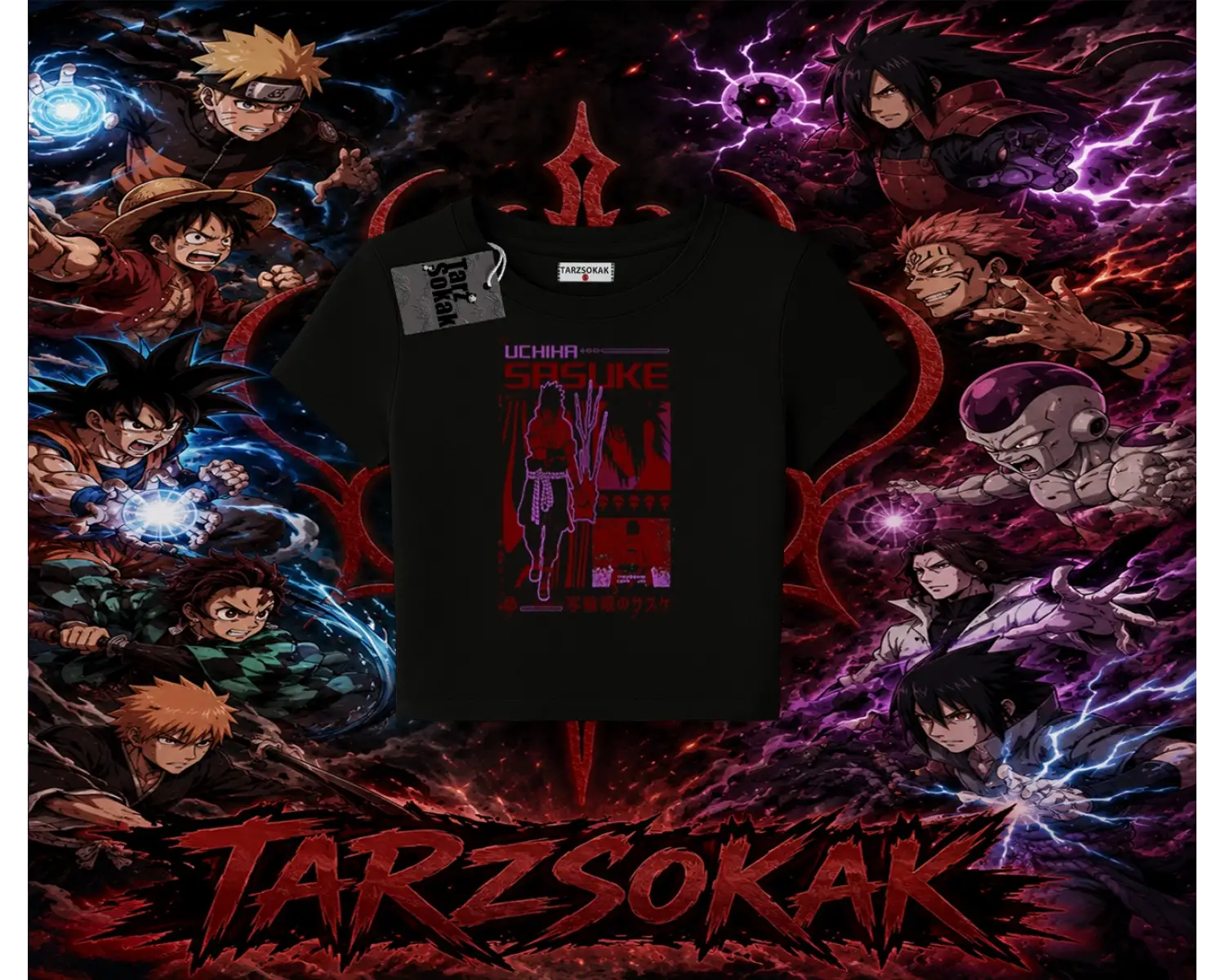 Sasuke uchiha Naruto Anime Karakter Kadın Baby Tee Beyaz