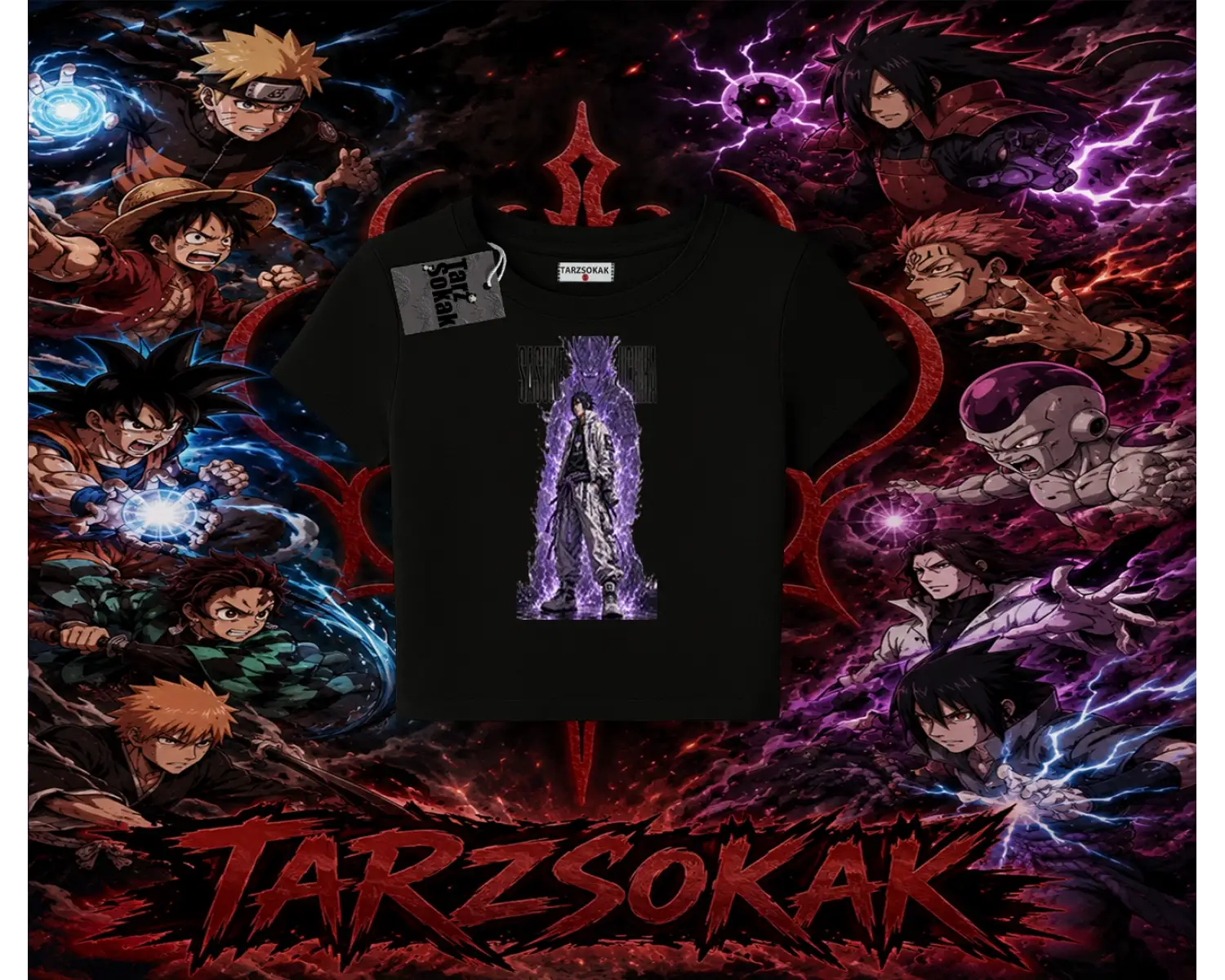 Sasuke uchiha Naruto Anime Karakter Kadın Baby Tee Beyaz