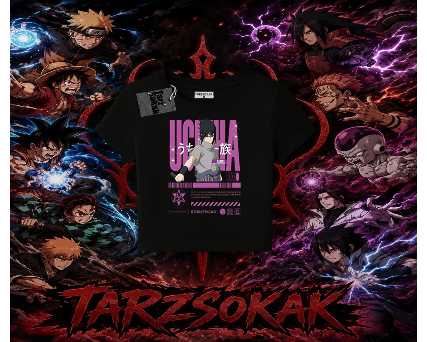 Sasuke uchiha Naruto Anime Karakter Kadın Baby Tee Beyaz