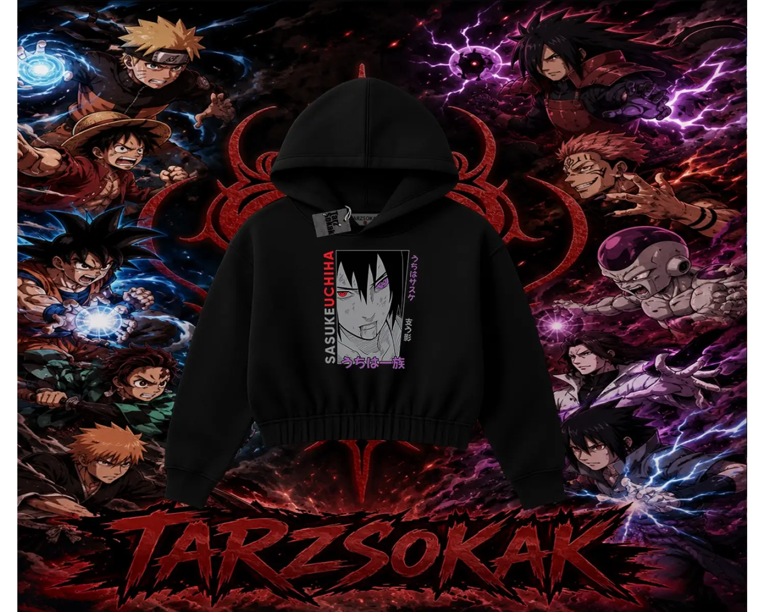 Sasuke uchiha Naruto Anime Karakter Kadın Crop Kapşonlu Sweatshirt Beyaz