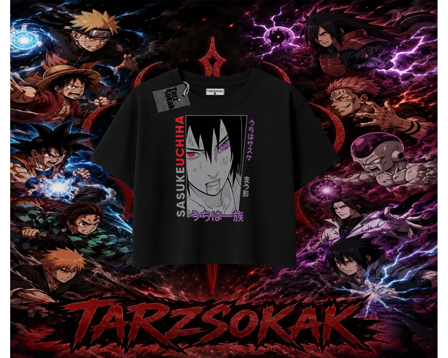 Sasuke uchiha Naruto Anime Karakter Kadın Crop Tişört Beyaz