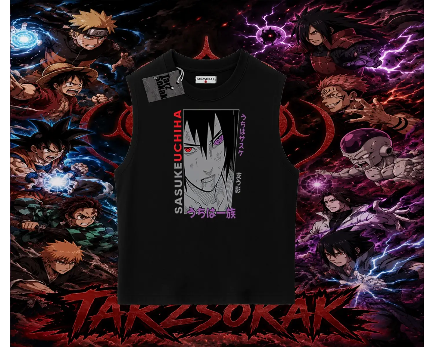 Sasuke uchiha Naruto Anime Karakter Oversize Unisex Kolsuz Tişört Beyaz