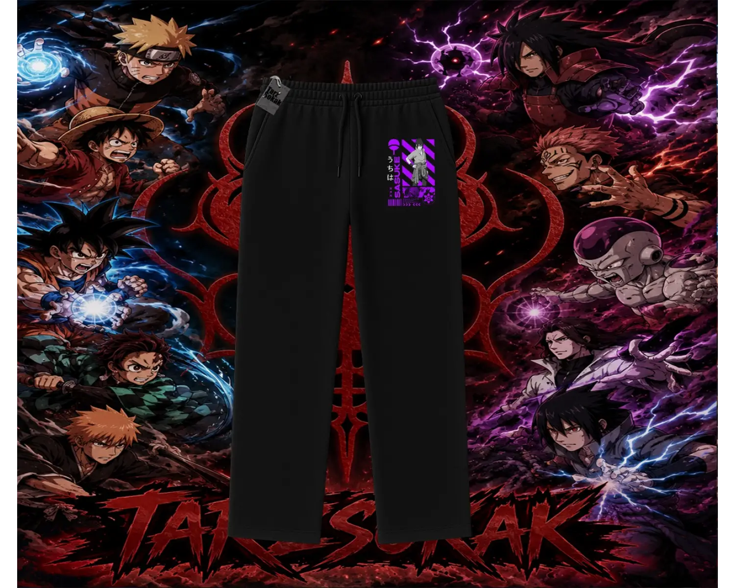 Sasuke uchiha Naruto Anime Karakter Unisex Baggy Eşofman Altı Beyaz