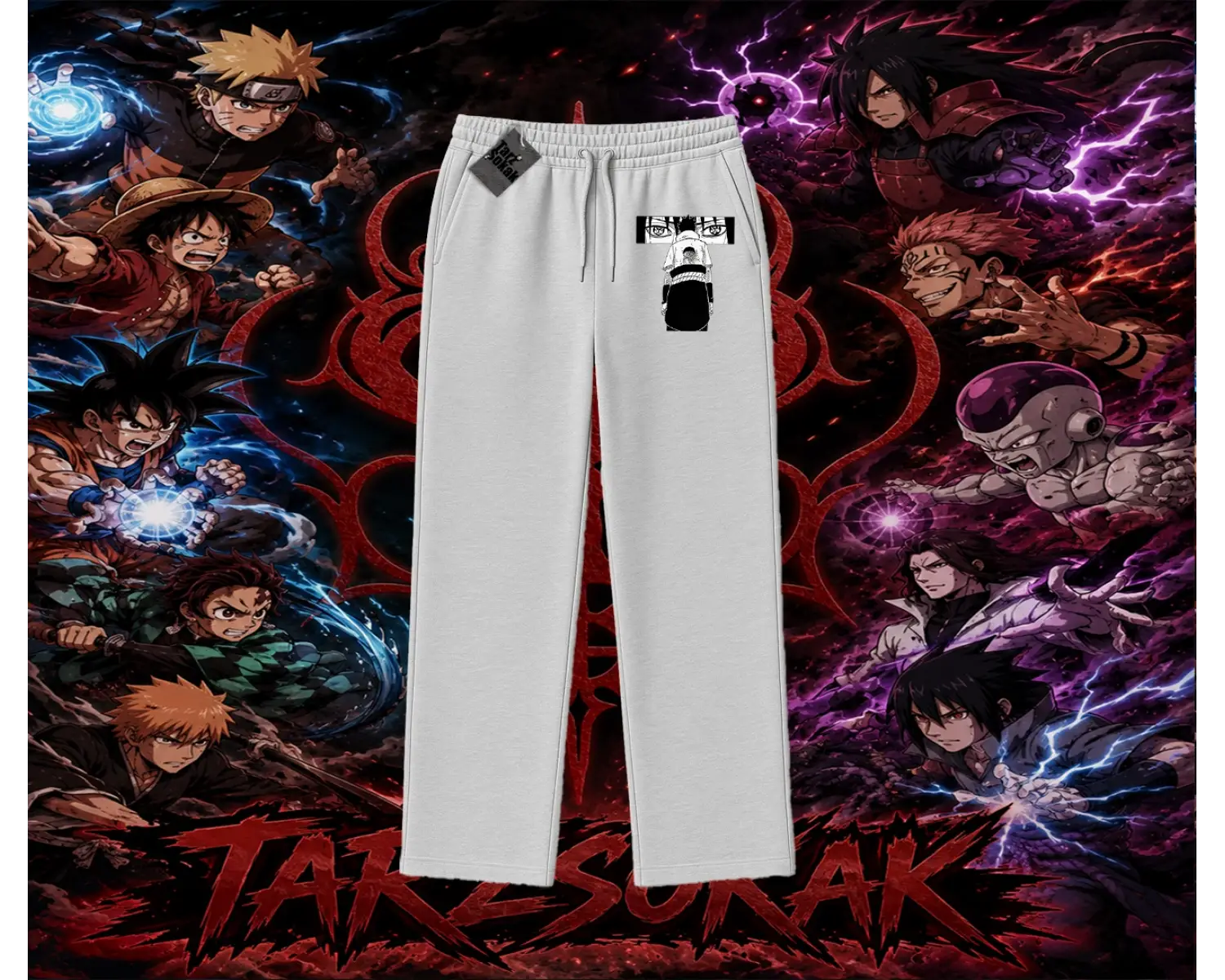 Sasuke uchiha Naruto Anime Karakter Unisex Baggy Eşofman Altı Beyaz