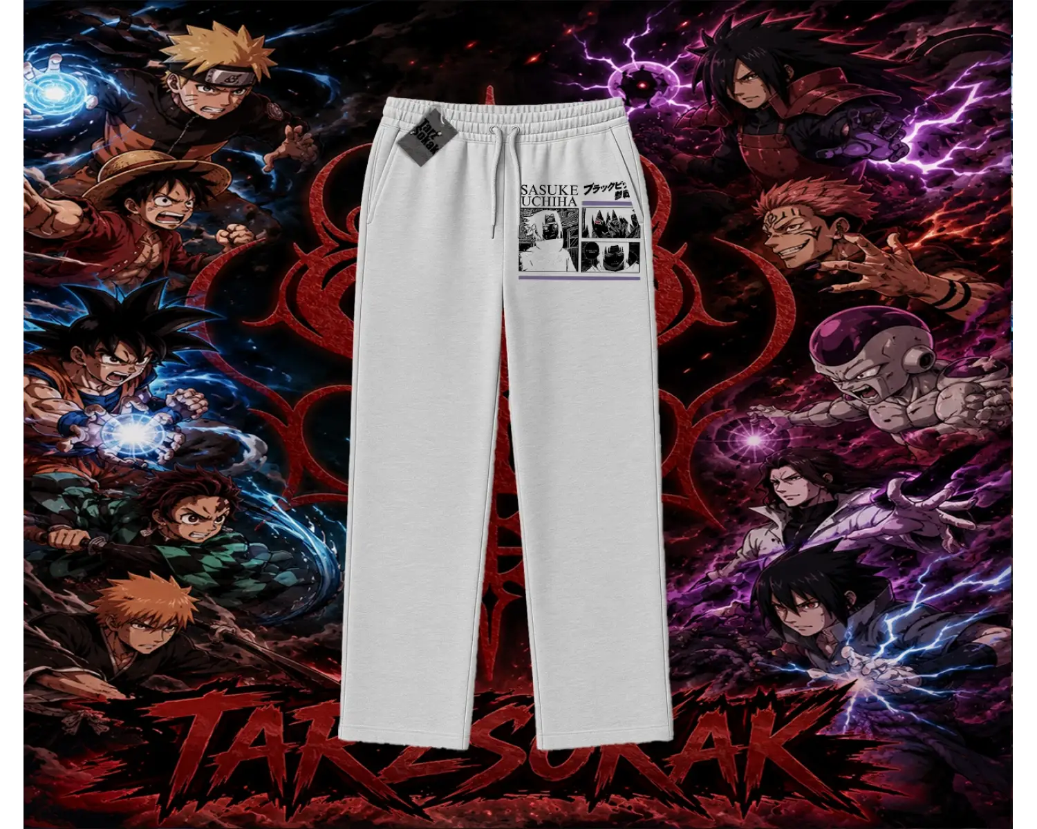 Sasuke uchiha Naruto Anime Karakter Unisex Baggy Eşofman Altı Beyaz