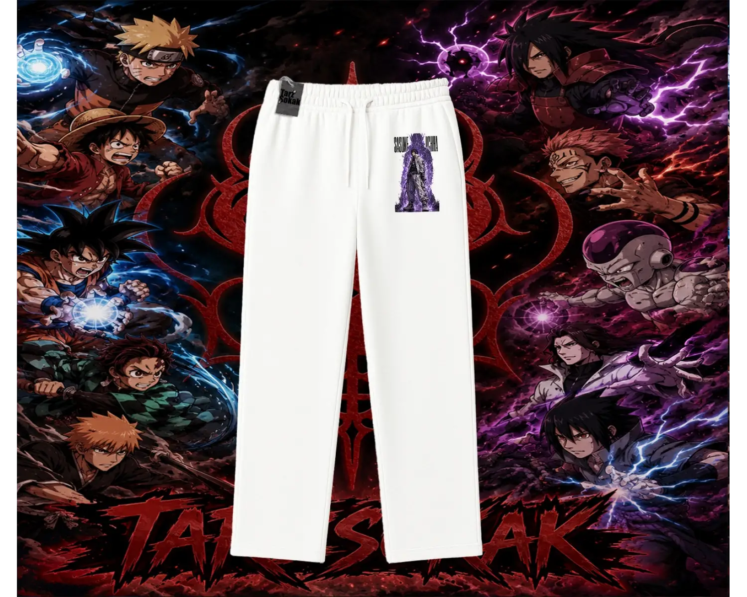 Sasuke uchiha Naruto Anime Karakter Unisex Baggy Eşofman Altı Beyaz