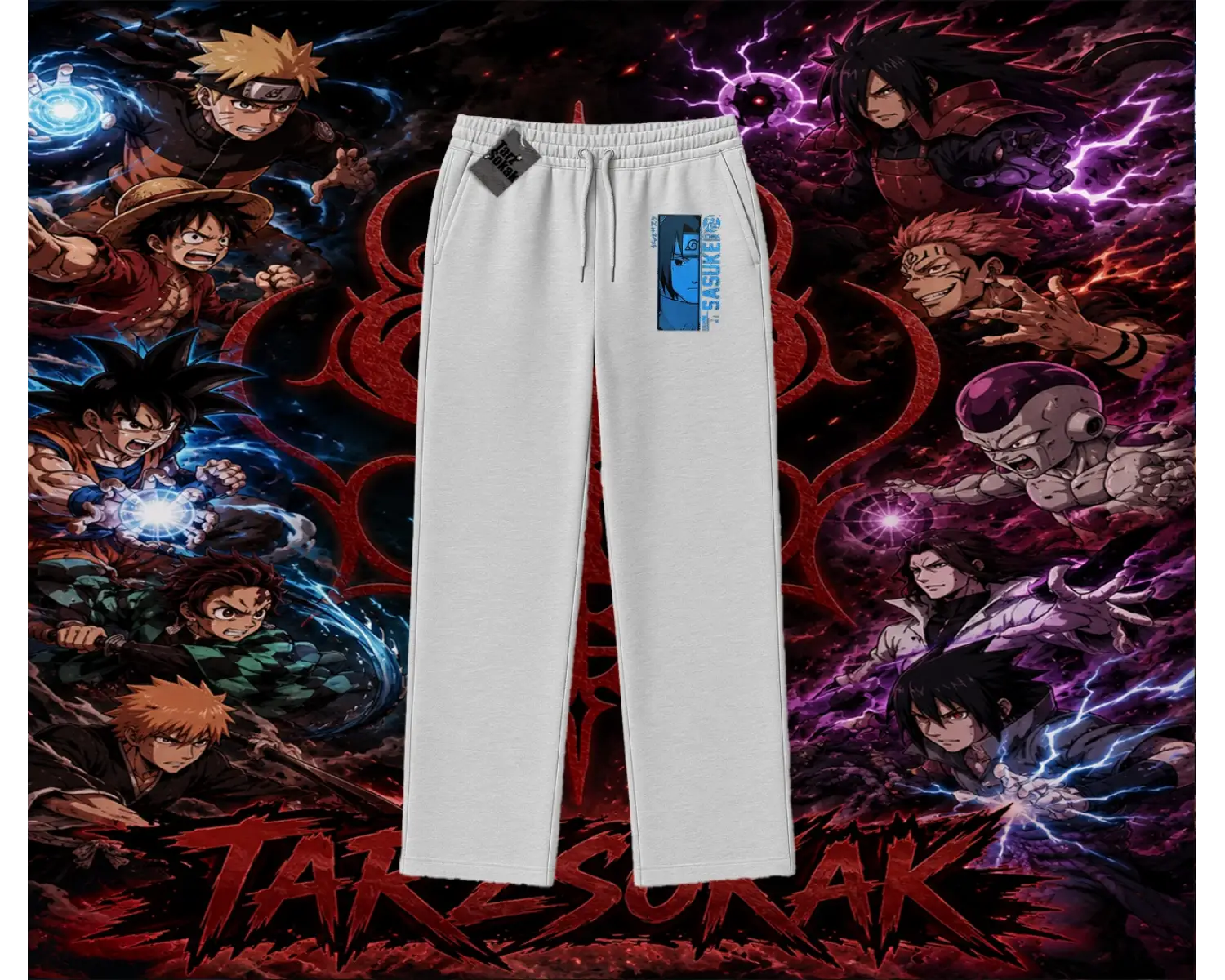 Sasuke uchiha Naruto Anime Karakter Unisex Baggy Eşofman Altı Beyaz