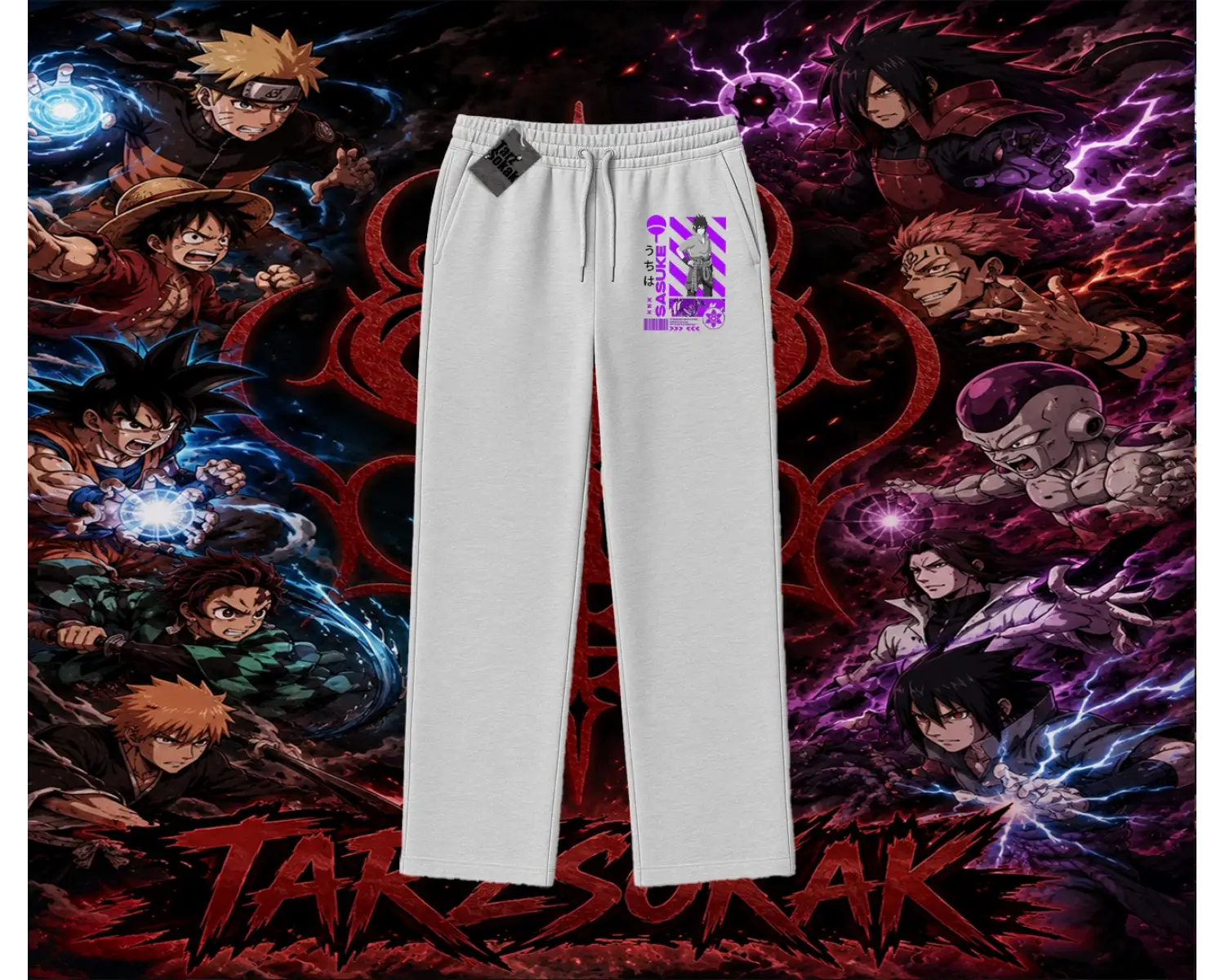Sasuke uchiha Naruto Anime Karakter Unisex Baggy Eşofman Altı Beyaz