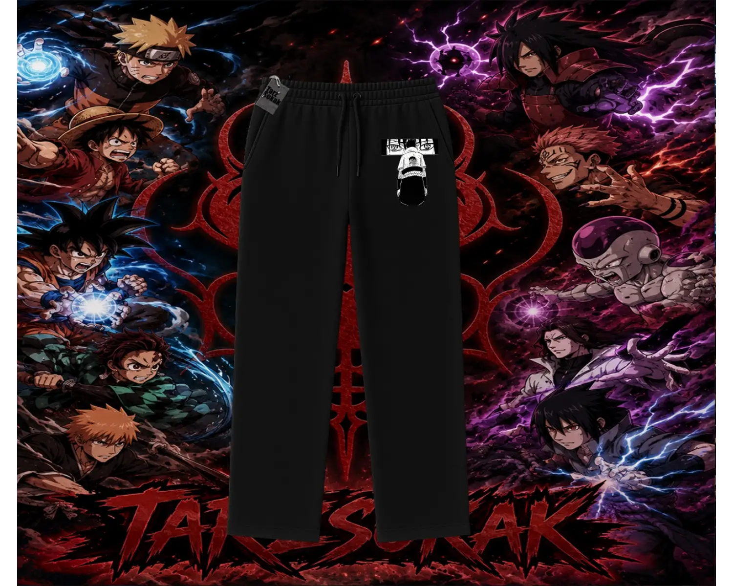 Sasuke uchiha Naruto Anime Karakter Unisex Baggy Eşofman Altı Beyaz
