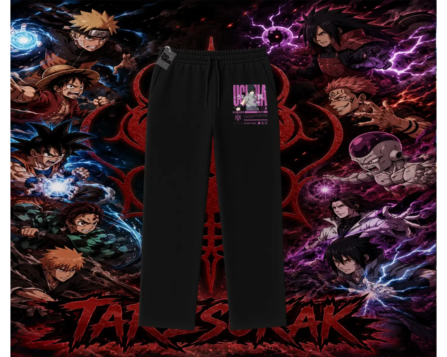 Sasuke uchiha Naruto Anime Karakter Unisex Baggy Eşofman Altı Beyaz