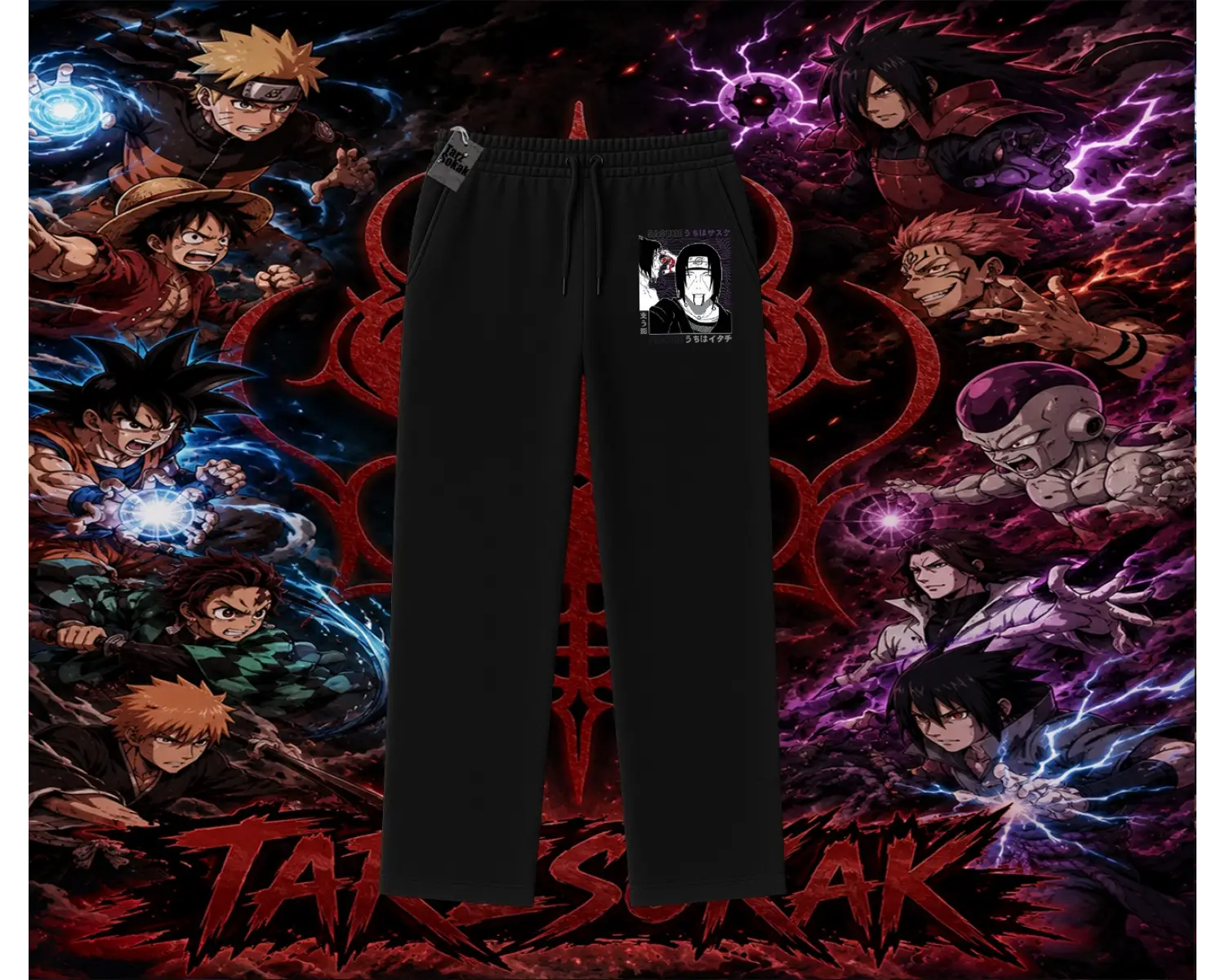 Sasuke uchiha Naruto Anime Karakter Unisex Baggy Eşofman Altı Beyaz