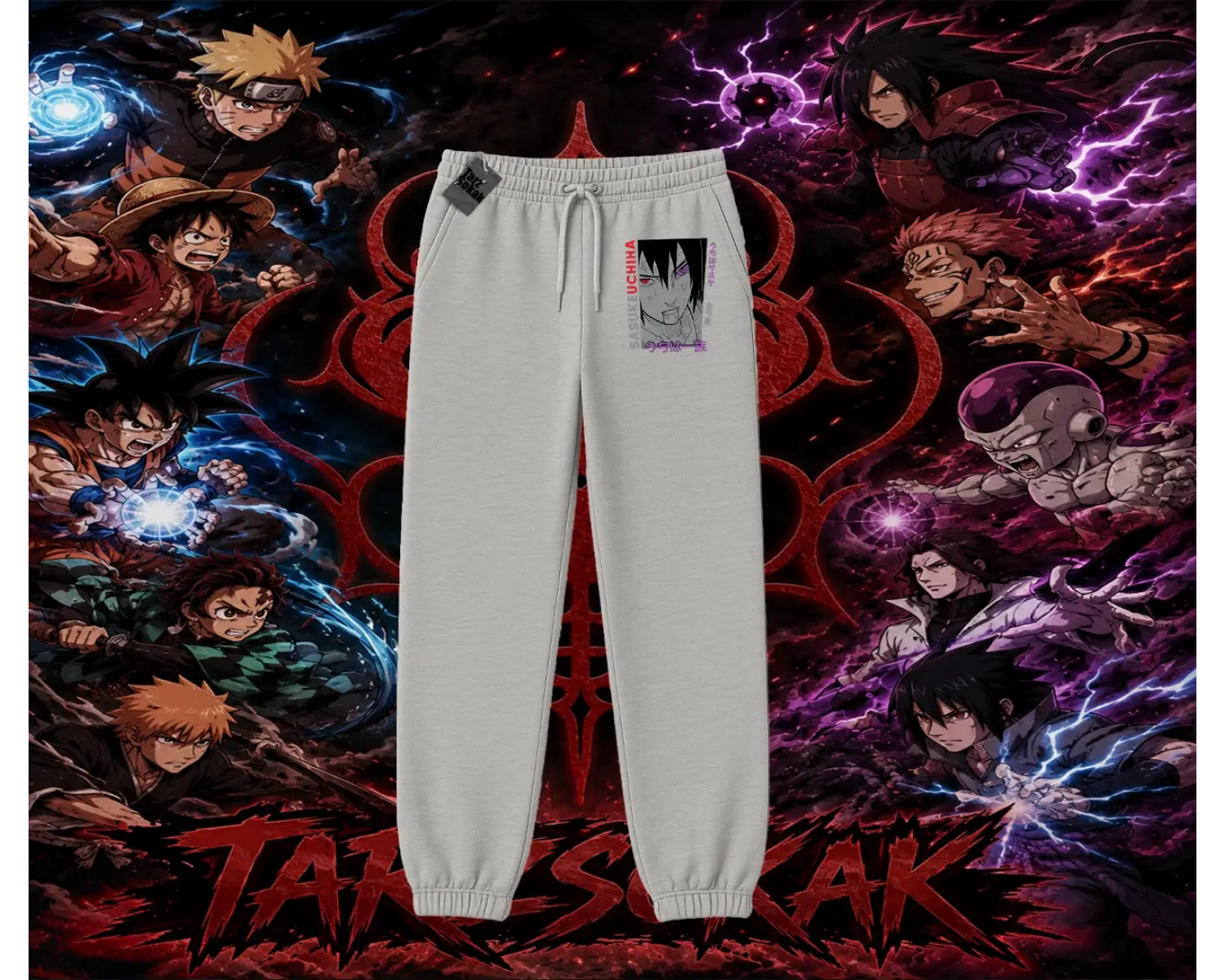Sasuke uchiha Naruto Anime Karakter Unisex Jogger Eşofman Altı Beyaz