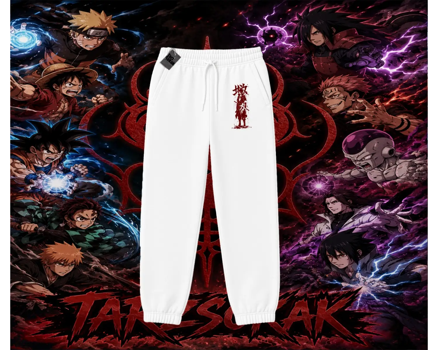 Sasuke uchiha Naruto Anime Karakter Unisex Jogger Eşofman Altı Beyaz