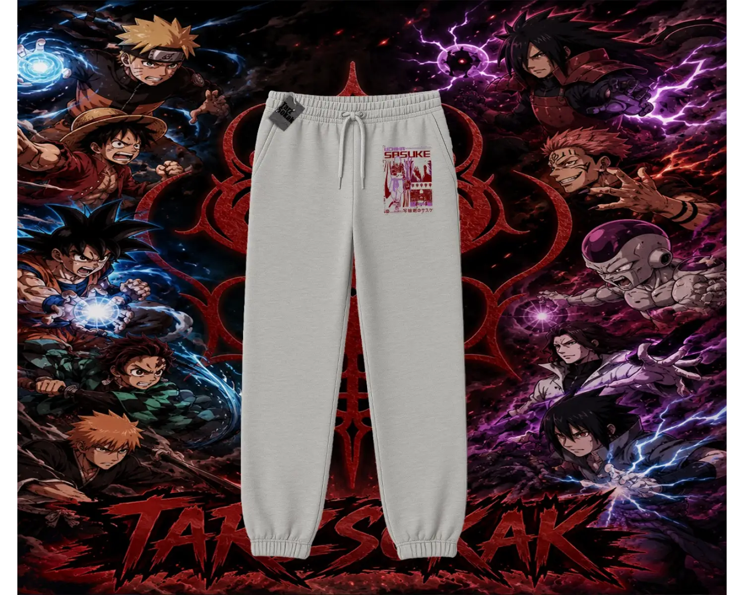 Sasuke uchiha Naruto Anime Karakter Unisex Jogger Eşofman Altı Beyaz