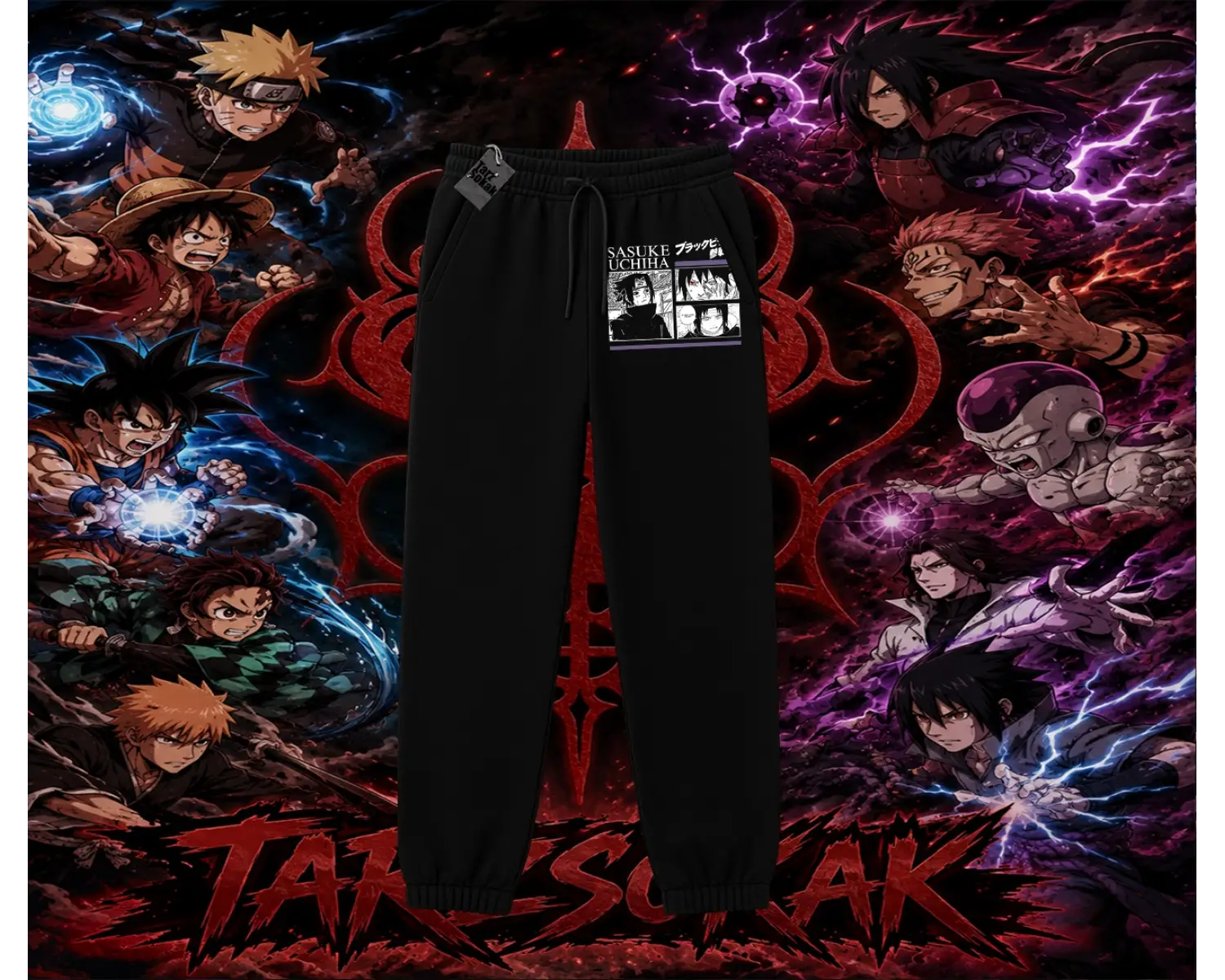 Sasuke uchiha Naruto Anime Karakter Unisex Jogger Eşofman Altı Beyaz