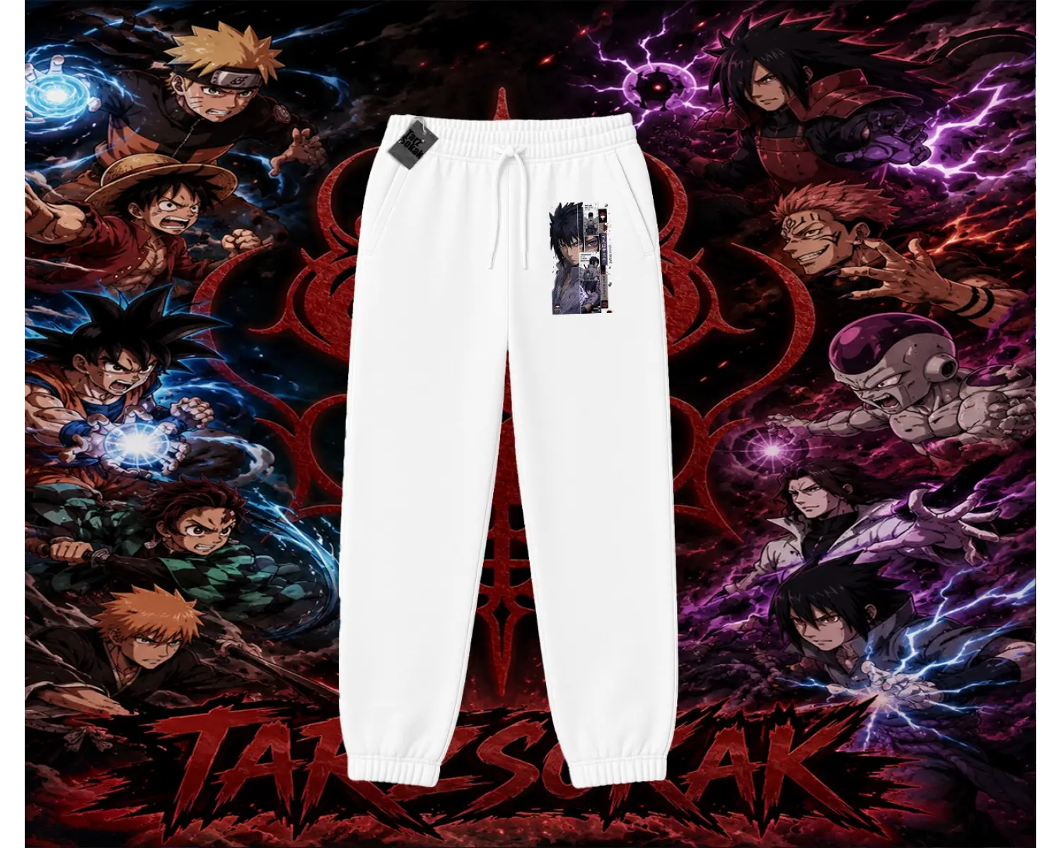 Sasuke uchiha Naruto Anime Karakter Unisex Jogger Eşofman Altı Beyaz