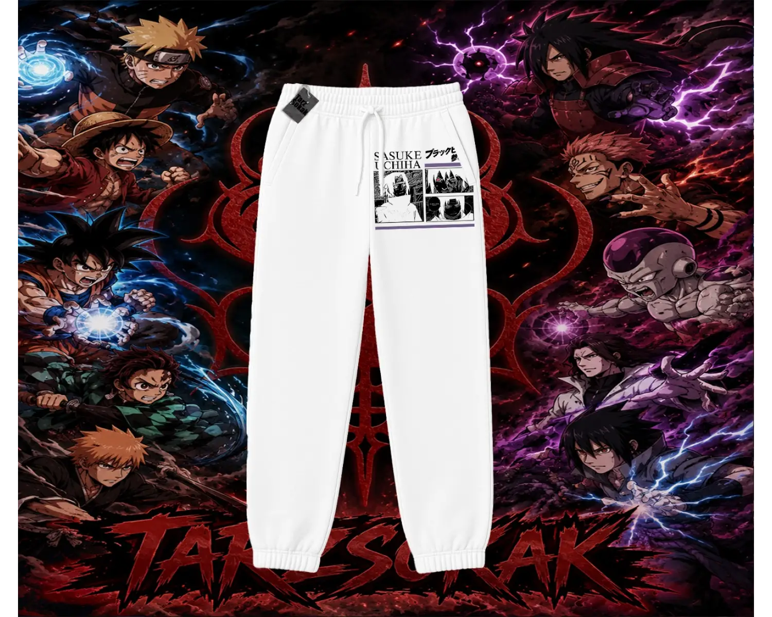 Sasuke uchiha Naruto Anime Karakter Unisex Jogger Eşofman Altı Beyaz