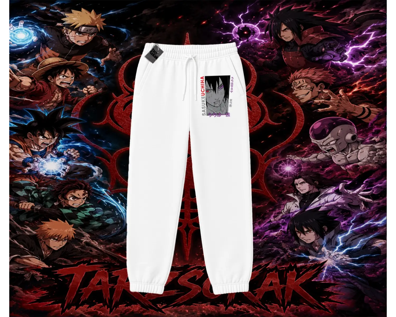 Sasuke uchiha Naruto Anime Karakter Unisex Jogger Eşofman Altı Beyaz