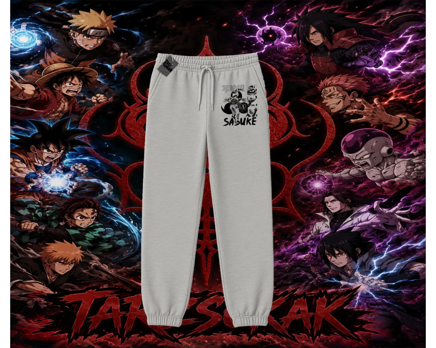 Sasuke uchiha Naruto Anime Karakter Unisex Jogger Eşofman Altı Beyaz