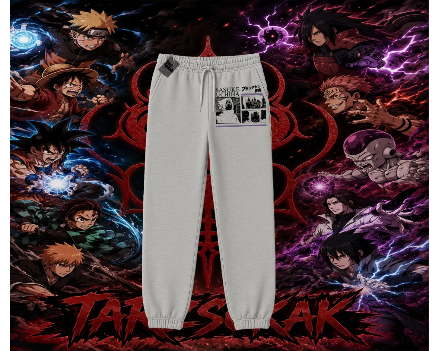 Sasuke uchiha Naruto Anime Karakter Unisex Jogger Eşofman Altı Beyaz