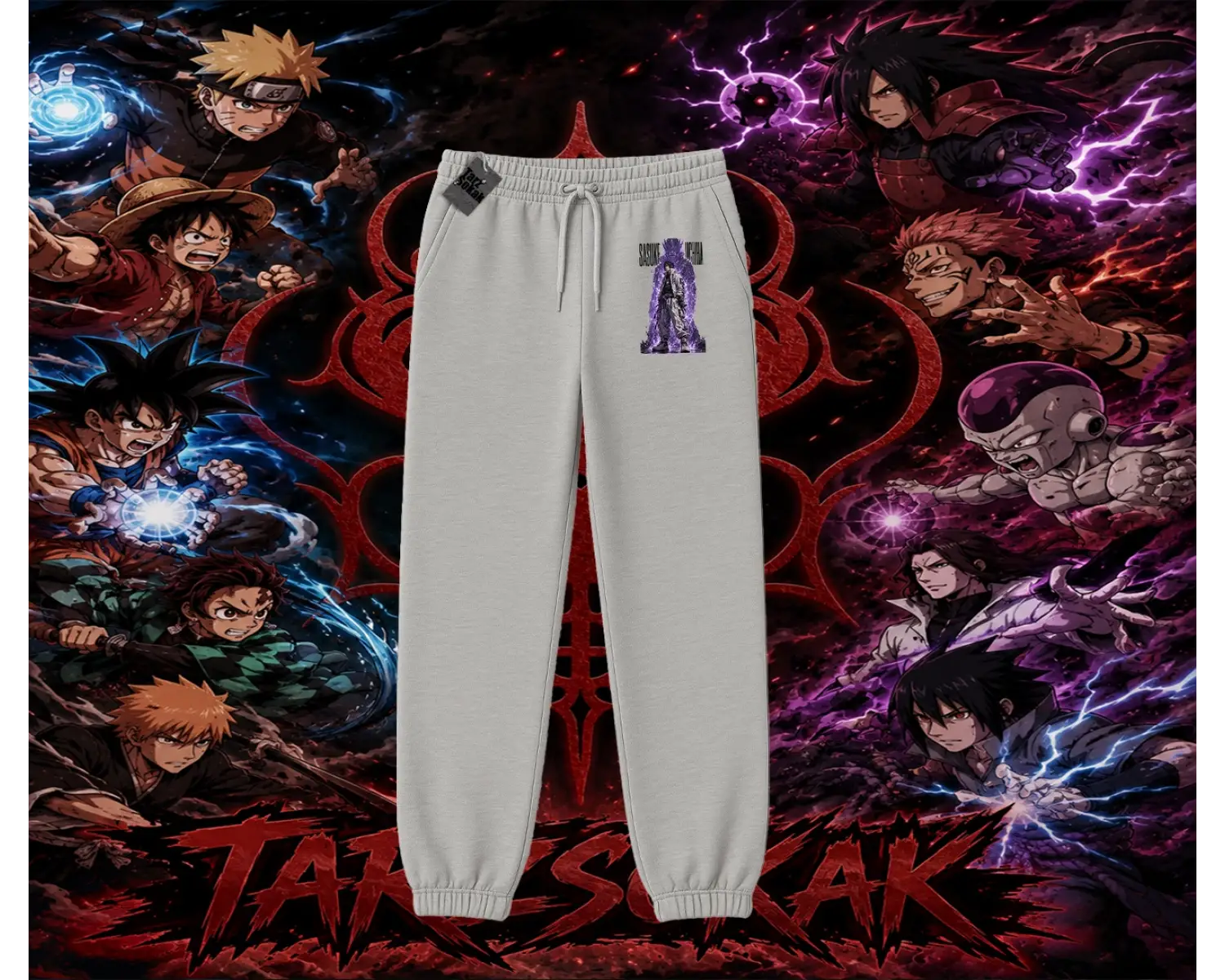 Sasuke uchiha Naruto Anime Karakter Unisex Jogger Eşofman Altı Beyaz