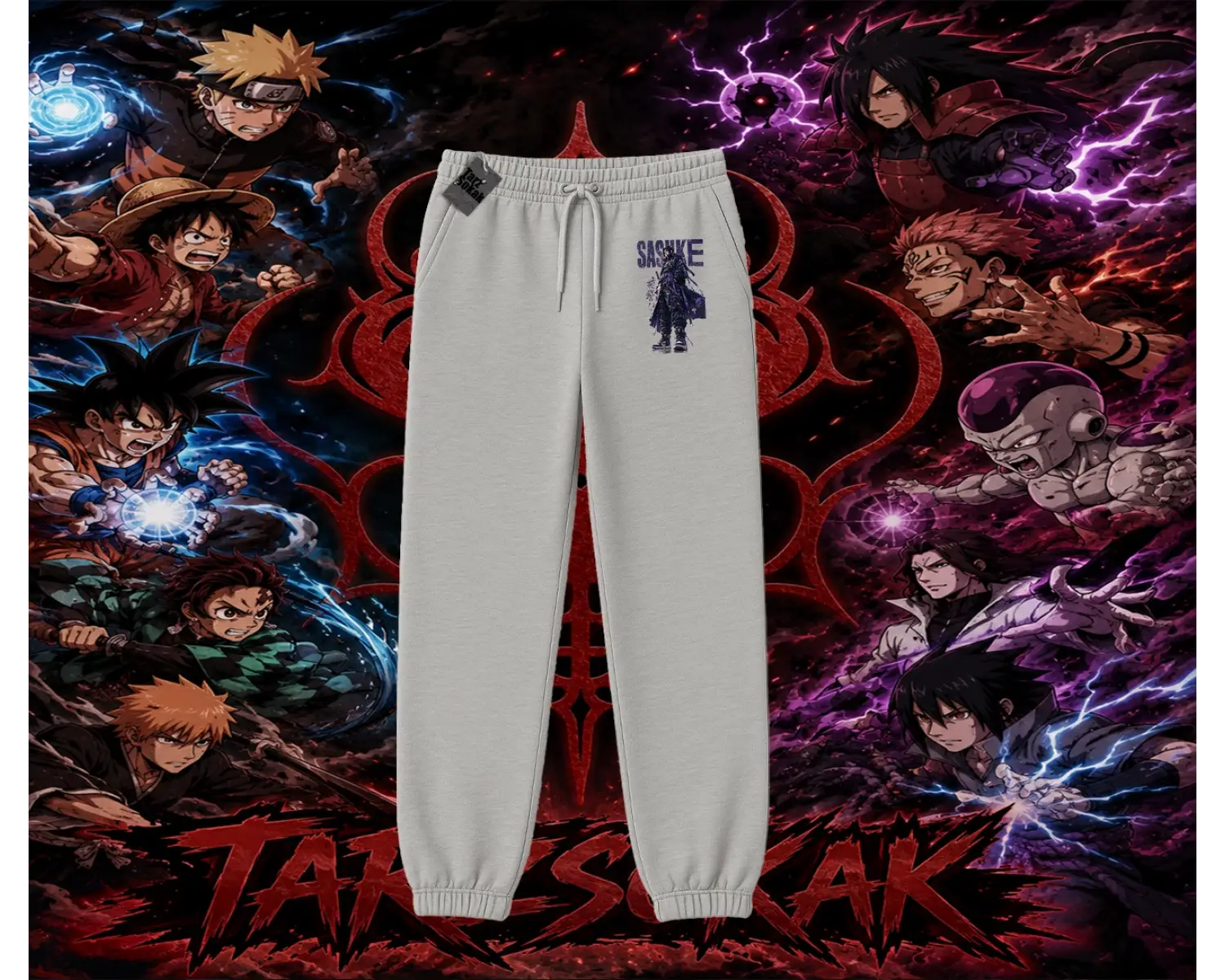 Sasuke uchiha Naruto Anime Karakter Unisex Jogger Eşofman Altı Beyaz