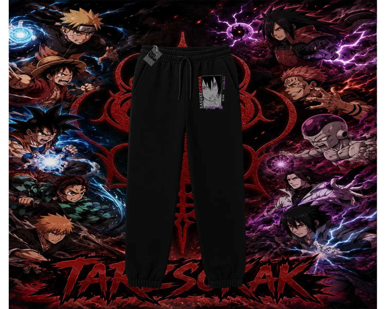 Sasuke uchiha Naruto Anime Karakter Unisex Jogger Eşofman Altı Beyaz