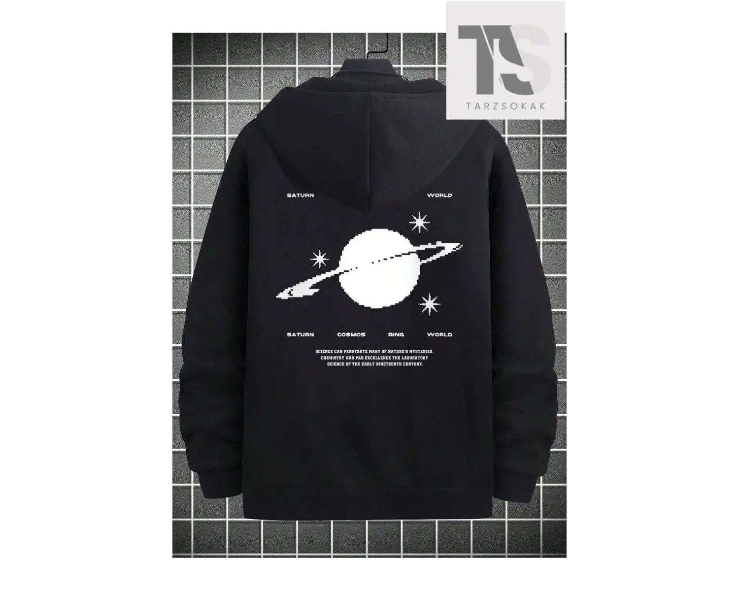 Saturn Cosmos Sweatshirt Fermuarlı Siyah