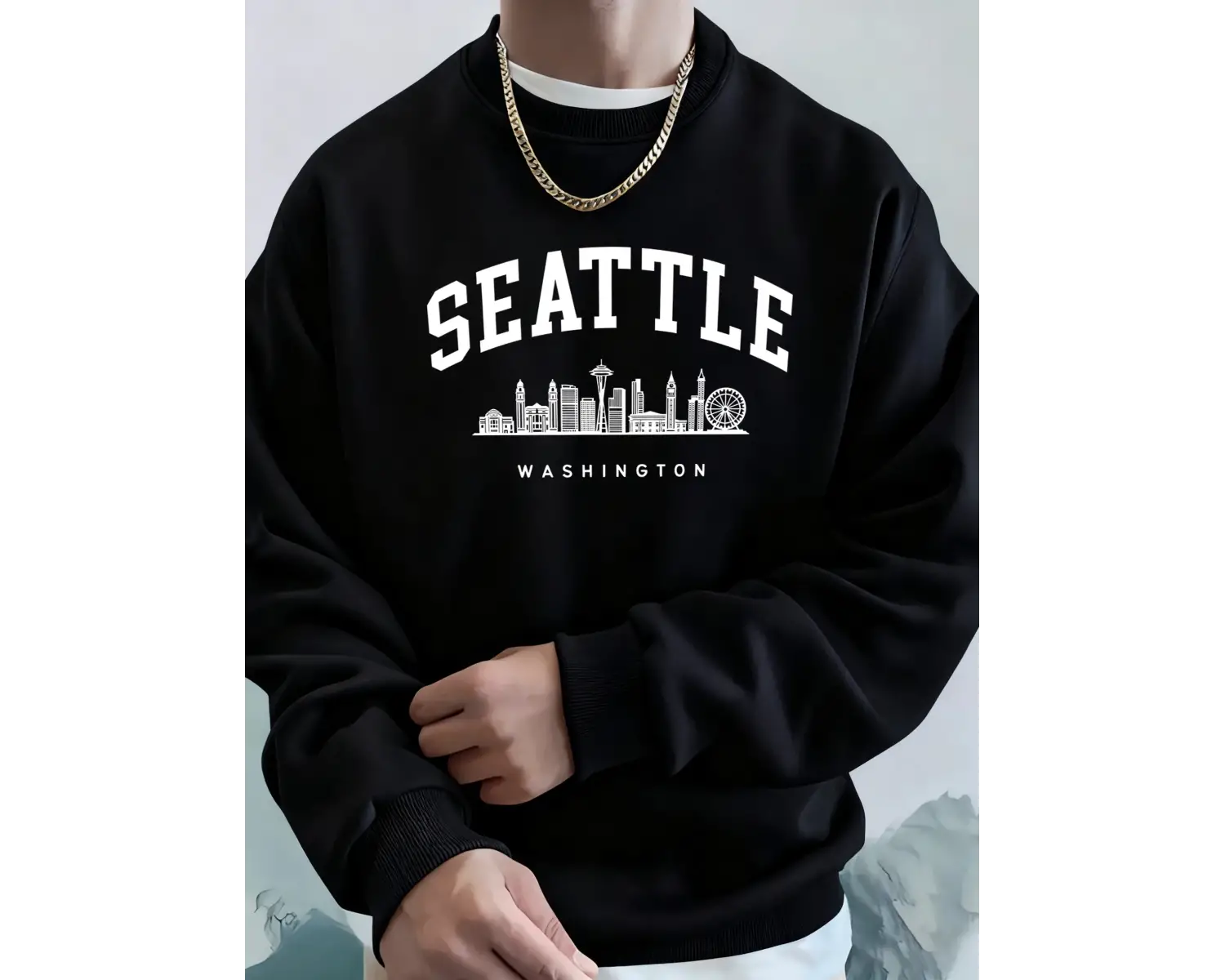 Seattle Washington Mektup Yaratıcı Baskılı Moda Spor Giyim Erkek Cep Sıcak Üst Polar Tüm Maç