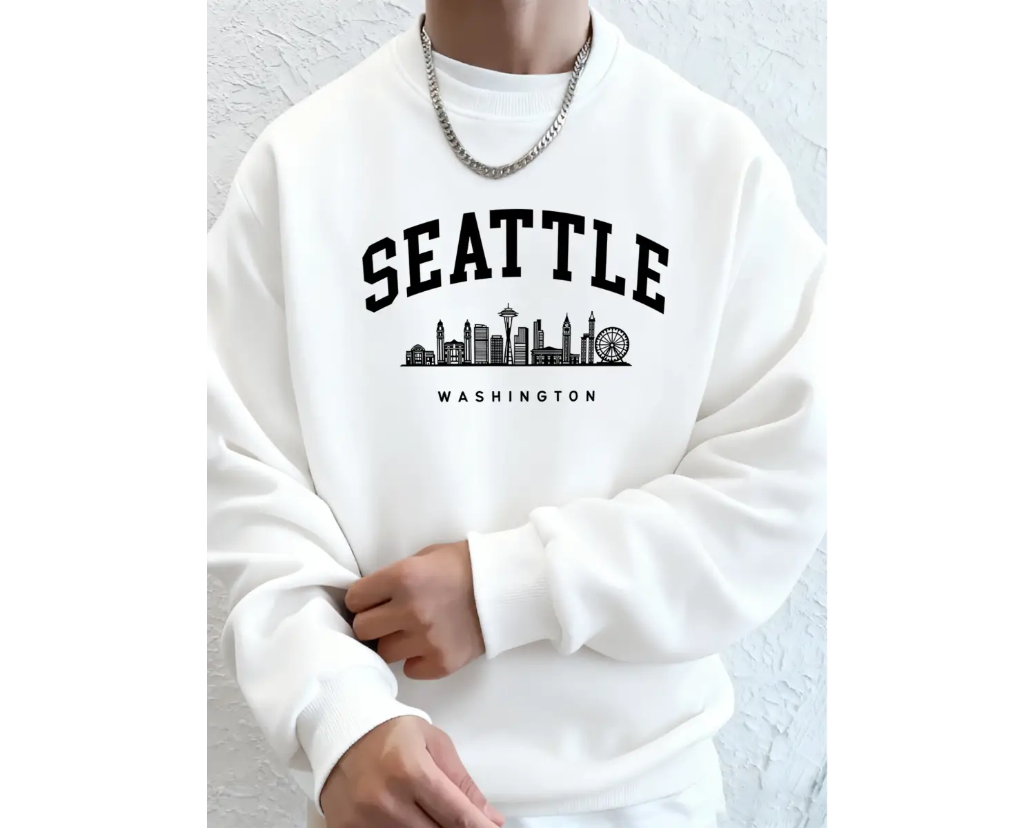 Seattle Washington Mektup Yaratıcı Baskılı Moda Spor Giyim Erkek Cep Sıcak Üst Polar Tüm Maç