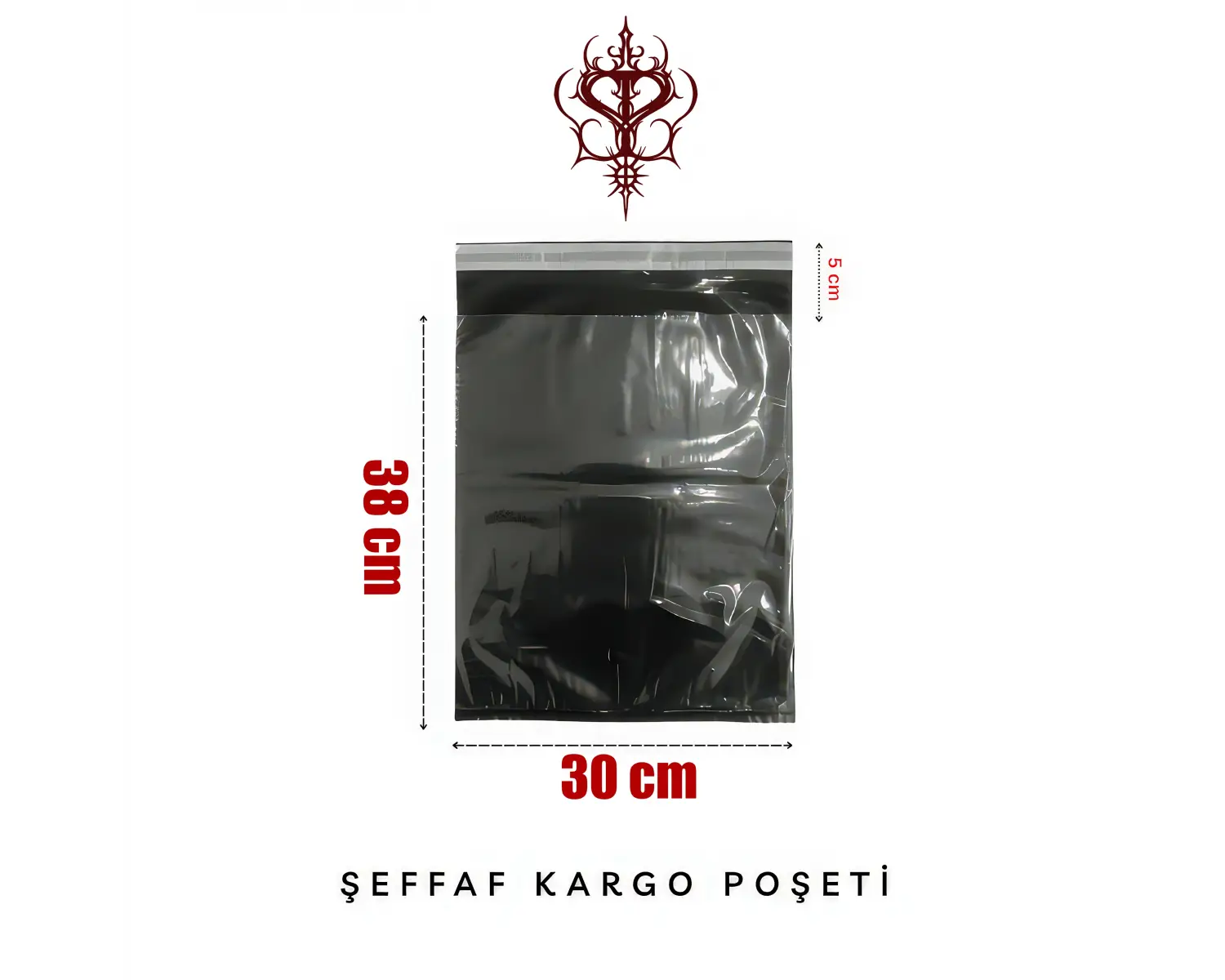 Şeffaf Kargo Poşeti 80 Mikron 30 x 38 Cm + 5 Cm