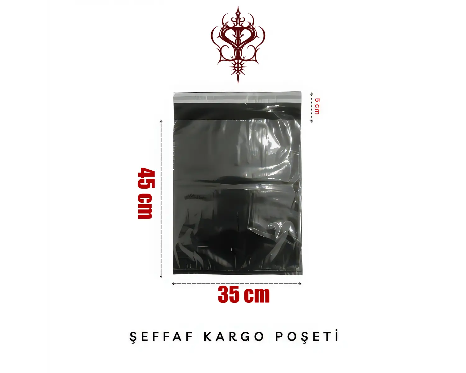 Şeffaf Kargo Poşeti 80 Mikron 35 x 45 Cm + 5 Cm