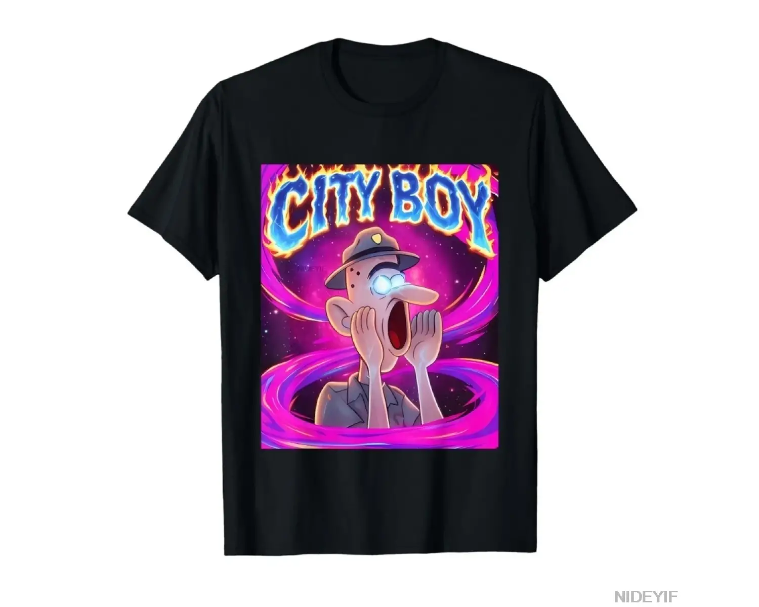 Şehir Çocuğu Brainrot Meme Reaksiyonu Yüksek Sesle Komik Karikatür T-shirt Erkekler Kadınlar