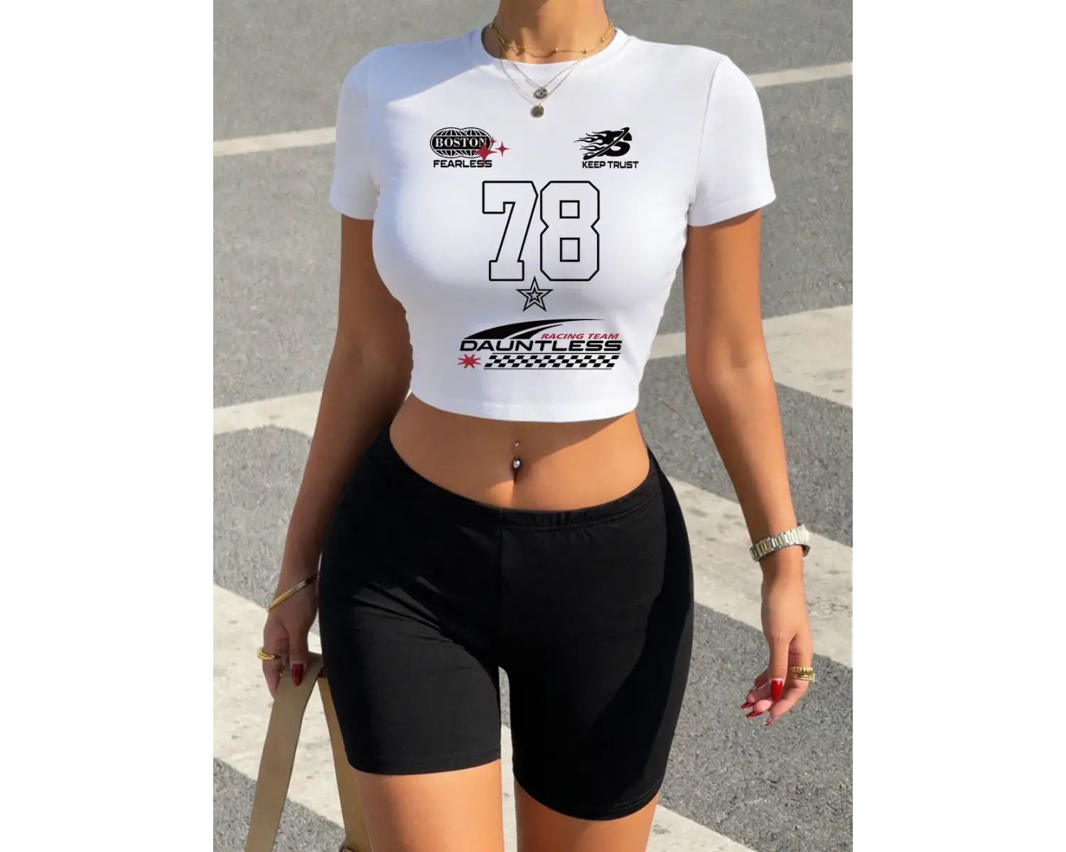 Seksi Numara 78 Dauntless Jersey Baskı Kırpma T-Shirt Şort Kadın İki Adet Set Üstleri Pantolo