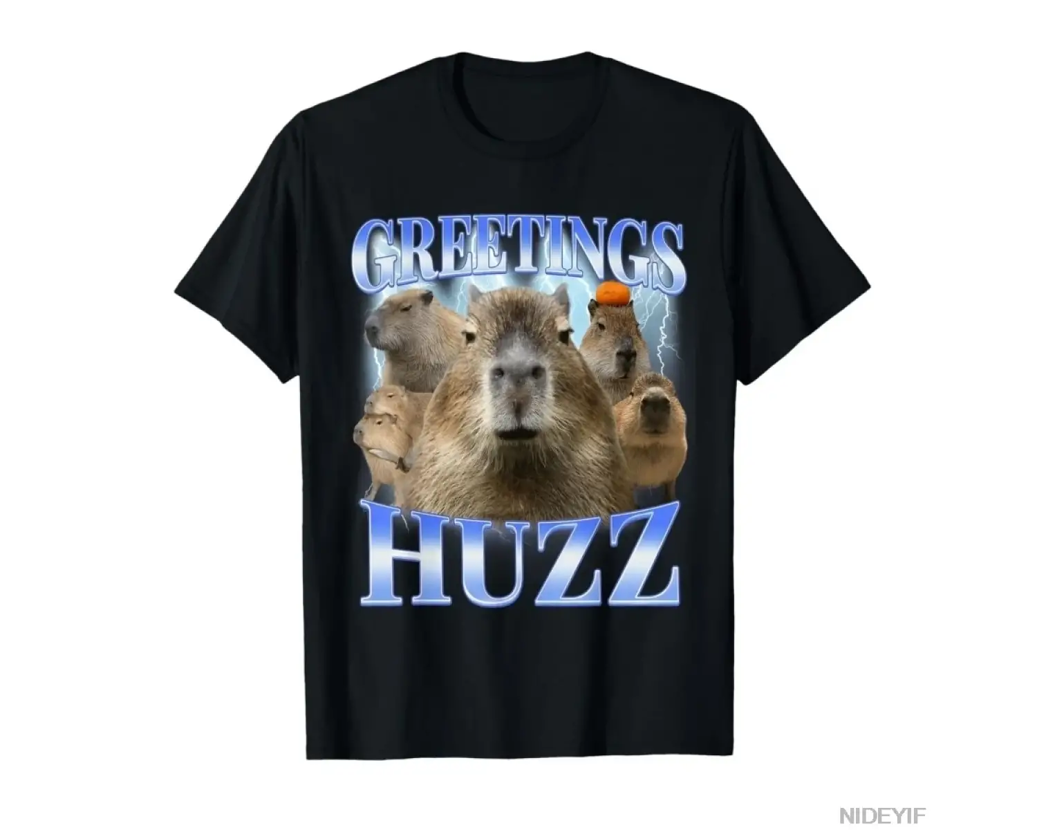 Selamlar Huzz Capybara for Gen Z Gen Alpha Erkek Kadın Tişörtü %100 Pamuklu Tişörtler Kısa Ko