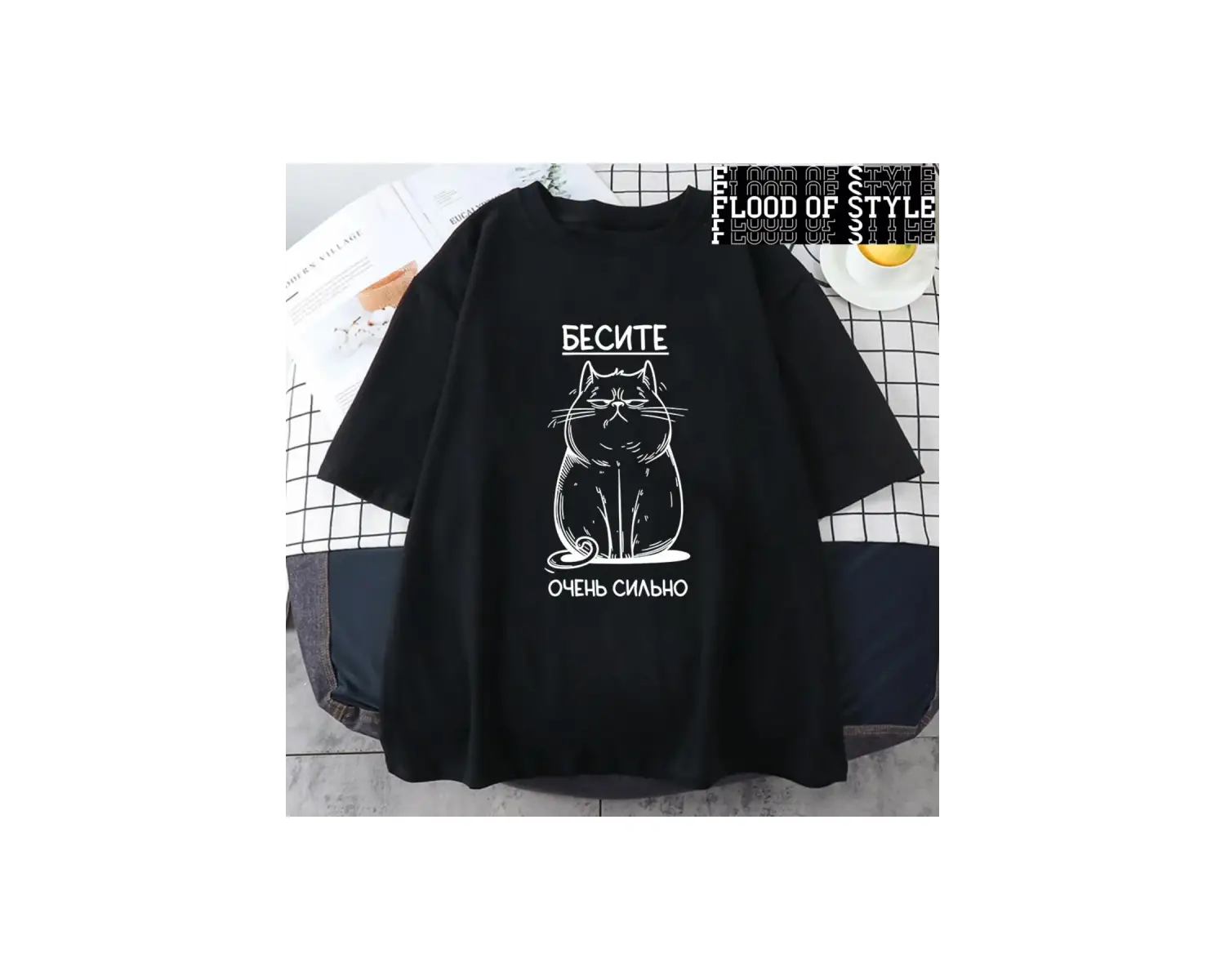 Seng 1890 1946 KEDI Komik Grafik T-shirt Rus Senaryo Moda Stil Tee-shirt Kısa Kollu Pamuk Yum