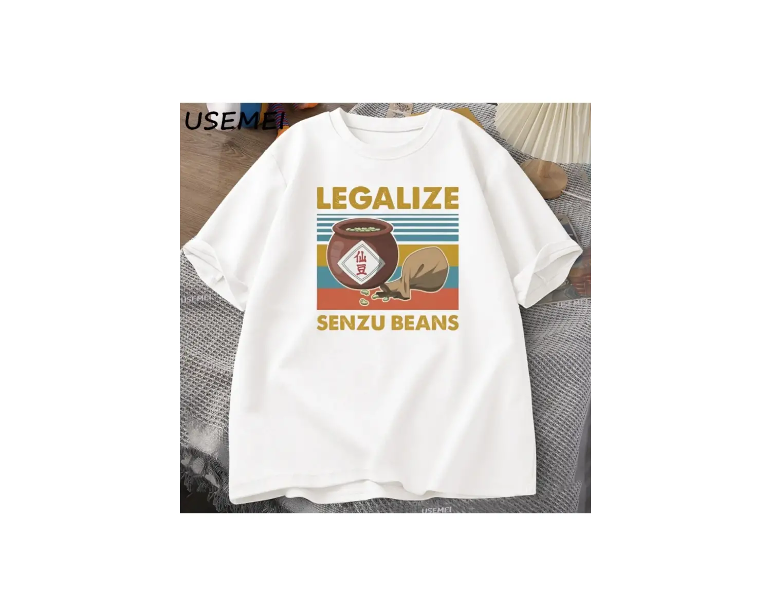 Senzu Fasulye TErkek Kadın Pamuk Büyük Boy Komik Grafik Tees Yaz Üstleri Vintage Bask 3078