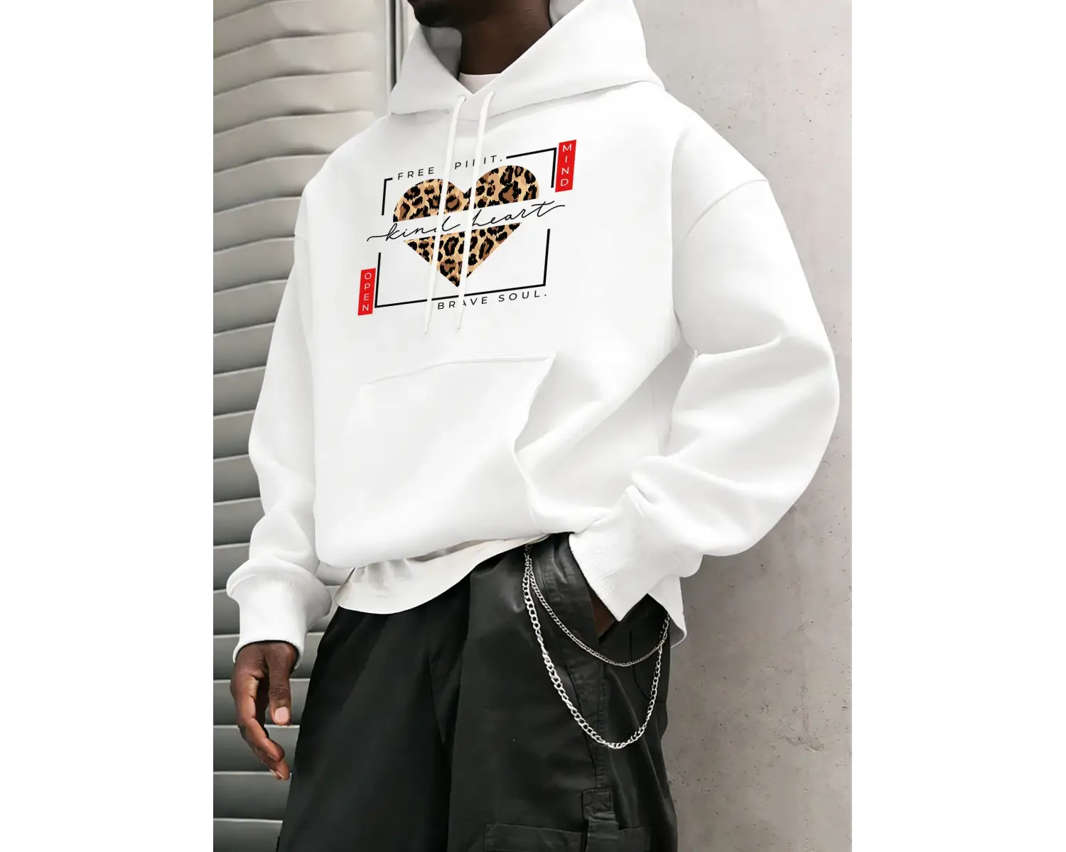 Serbest Ruh Nazik Kalp Cesur Ruh Baskılı Kapüşonlular Erkek Polar Rahat Hoody Günlük Hip Hop