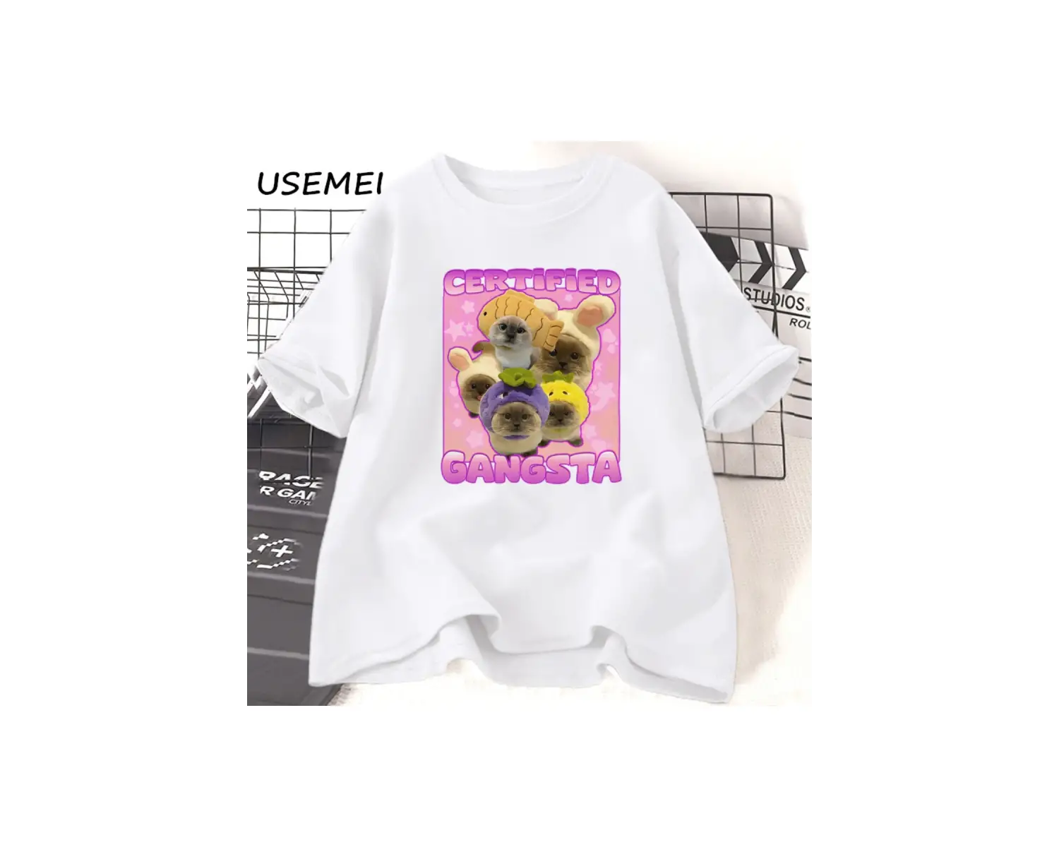 Sertifikalı Gangsta Komik Kedi Meme T-shirt Erkekler Kadınlar için TGoofy Ahh Tee Göm 3060