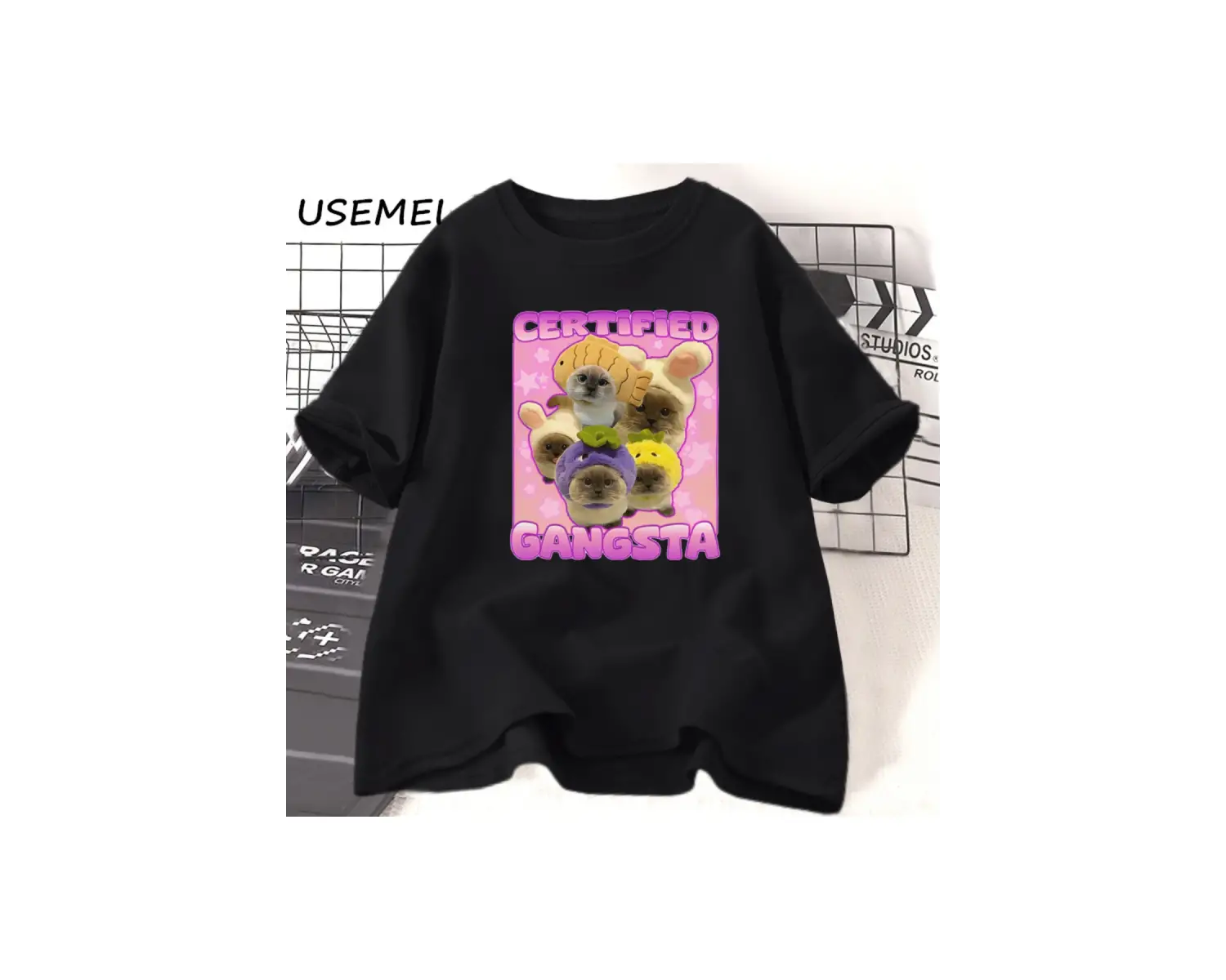 Sertifikalı Gangsta Komik Kedi Meme T-shirt Erkekler Kadınlar için TGoofy Ahh Tee Göm 3060