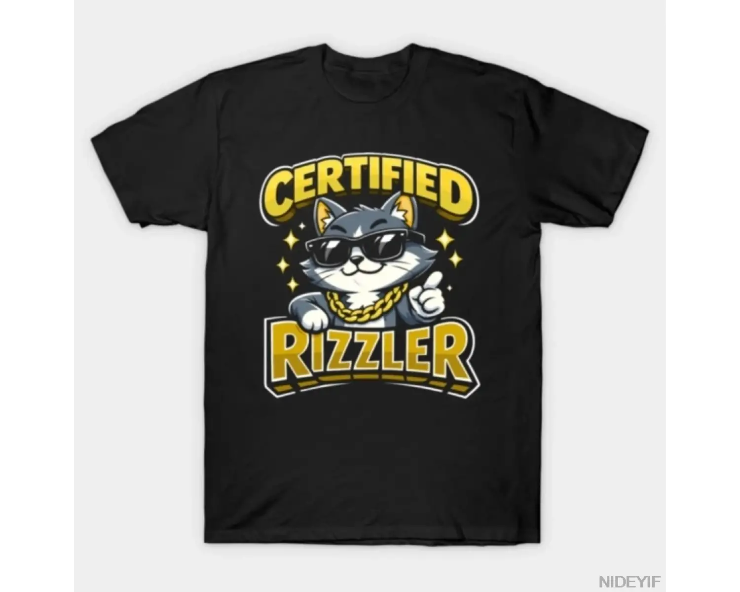 Sertifikalı Rizzler Cool Cat Meme T-shirt Erkekler Kadınlar Için % 100% Pamuk T Shirt Kısa Ko