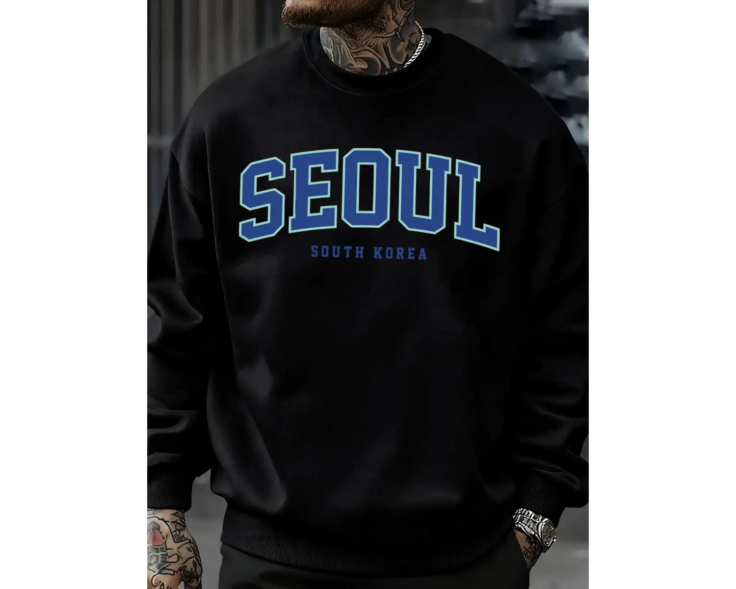 Seul Güney Kore Baskı Erkek Kazaklar Polar Hip Hop Kazak Günlük Giysiler Sonbahar Bisiklet Ya