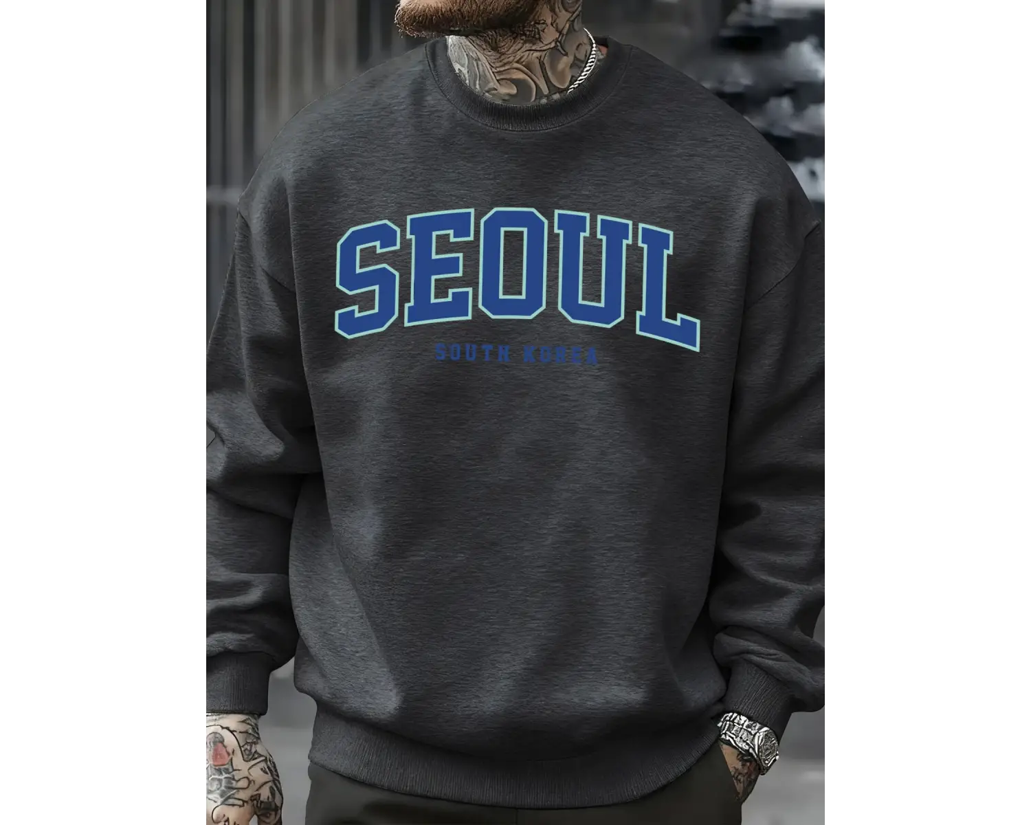 Seul Güney Kore Baskı Erkek Kazaklar Polar Hip Hop Kazak Günlük Giysiler Sonbahar Bisiklet Ya